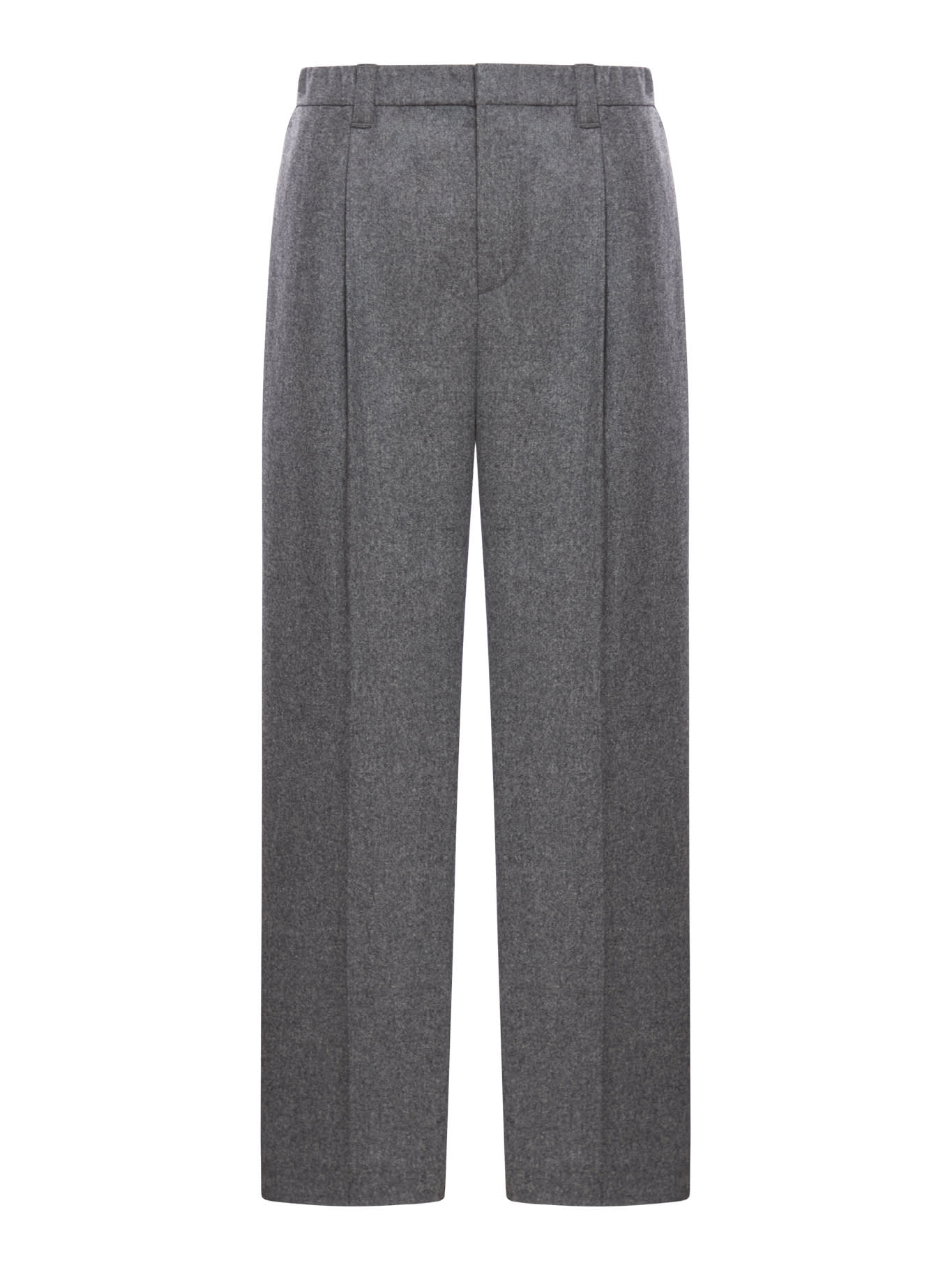 Brunello Cucinelli Grey Pants With Elastic Waistband In Wool And Cashmere Woman In Dark Grey
