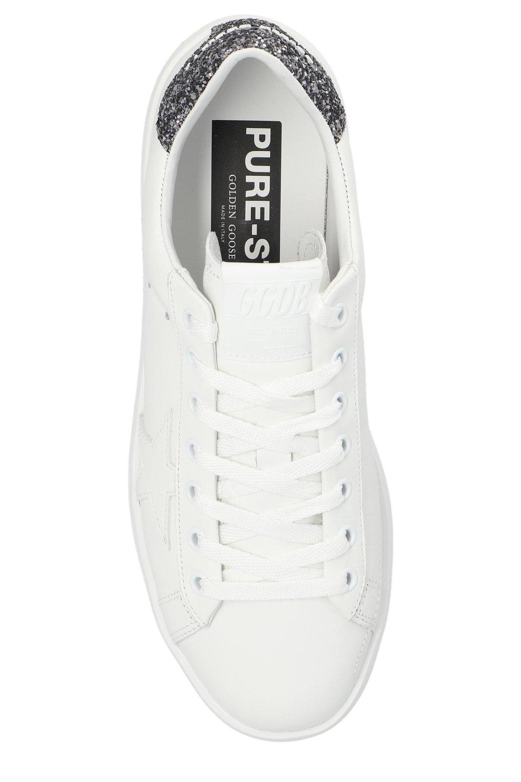 Shop Golden Goose Purestar Glittered Lace-up Sneakers In Grey