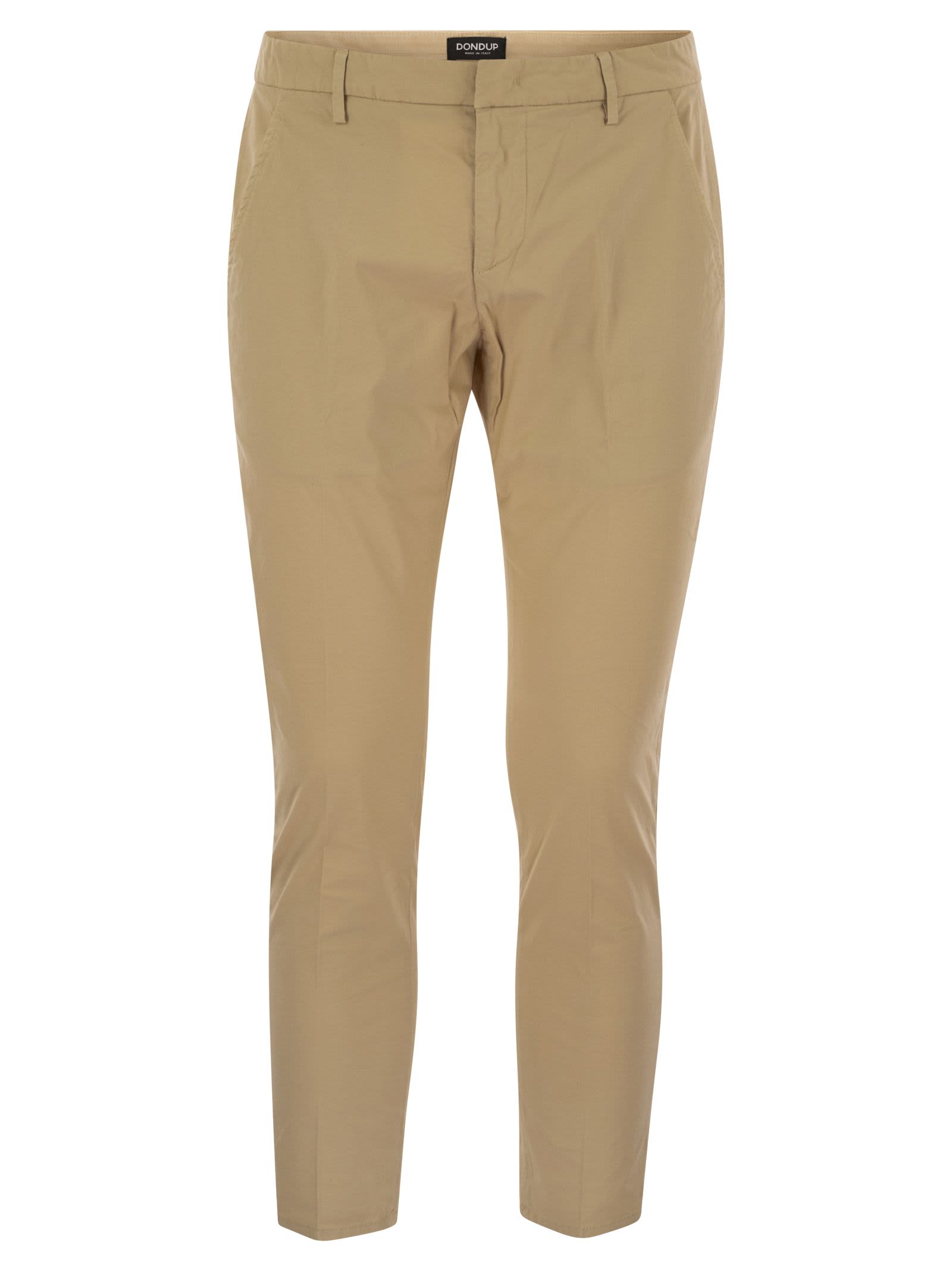 Dondup Alfredo - Slim-fit Cotton Trousers In Neutral