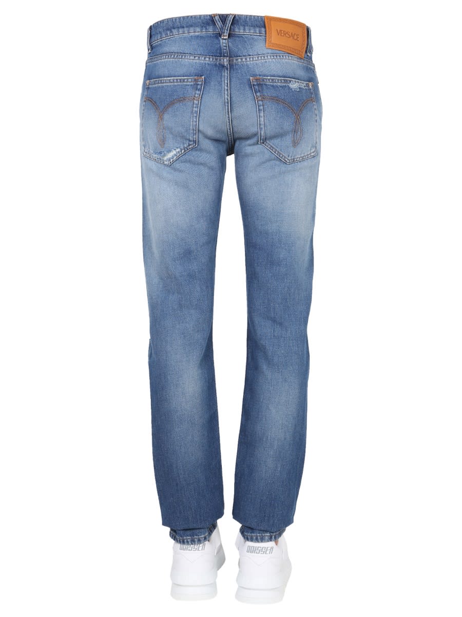 Shop Versace Jeans Con Patch Logo In Denim