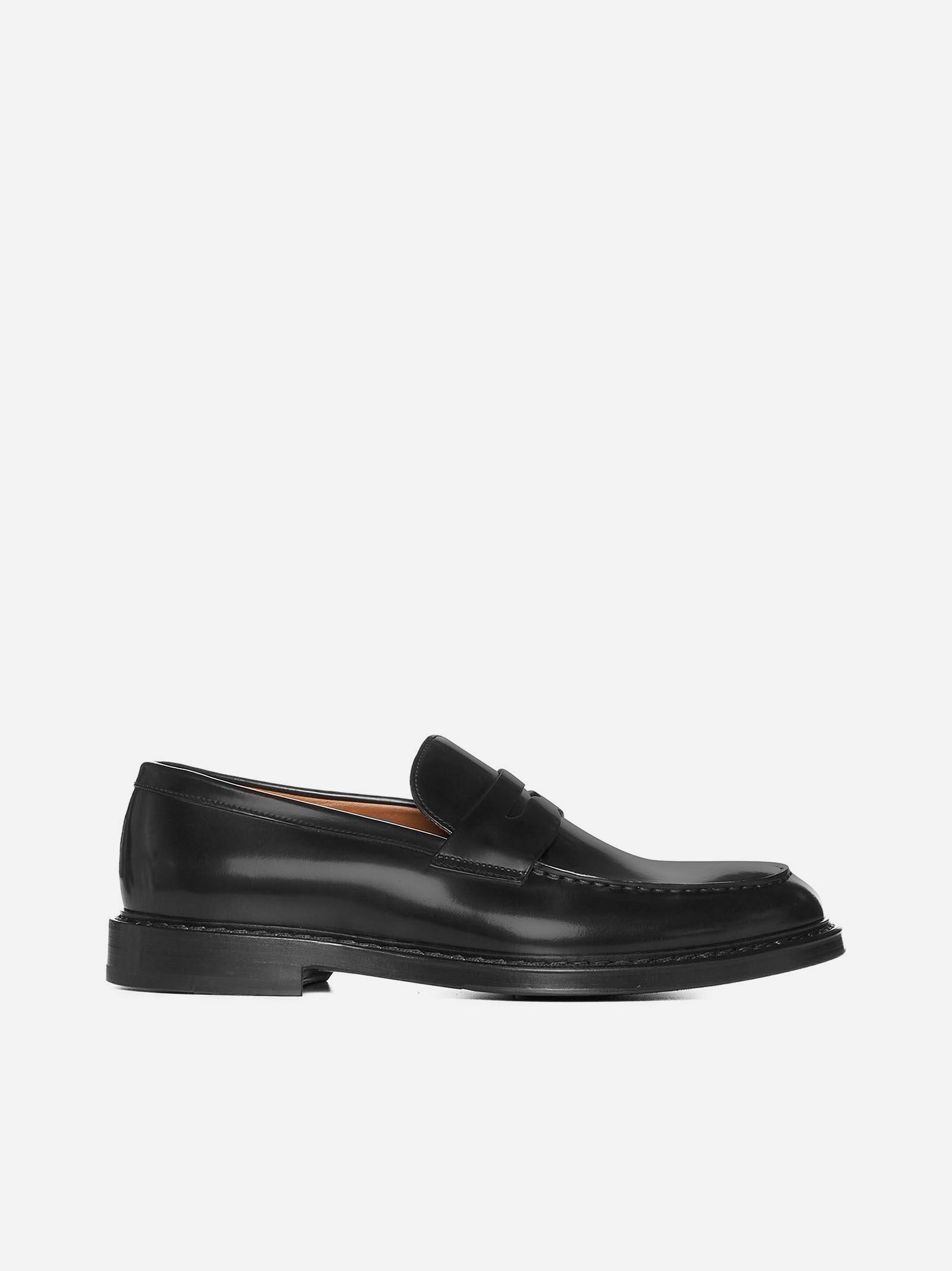Shop Doucal's Leather Penny Loafers In Black