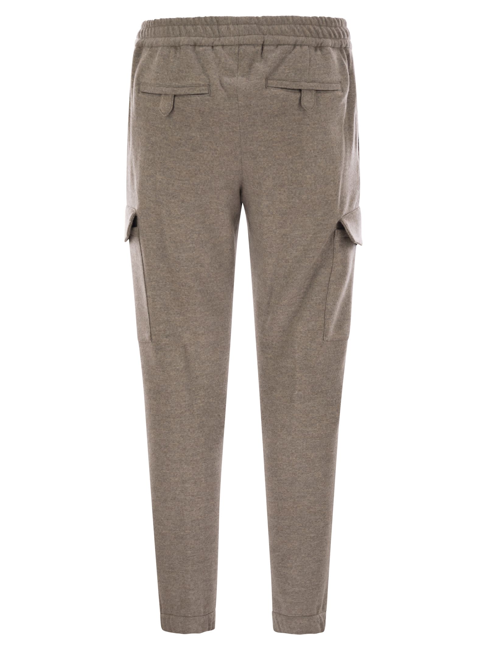 Shop Pt Torino Virgin Wool Cargo Jogger Trousers In Hazelnut