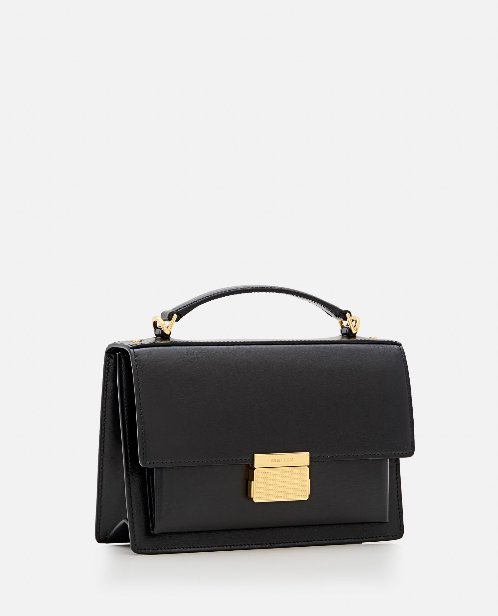 Shop Golden Goose Venezia Palmellato Leather Handbag In Black