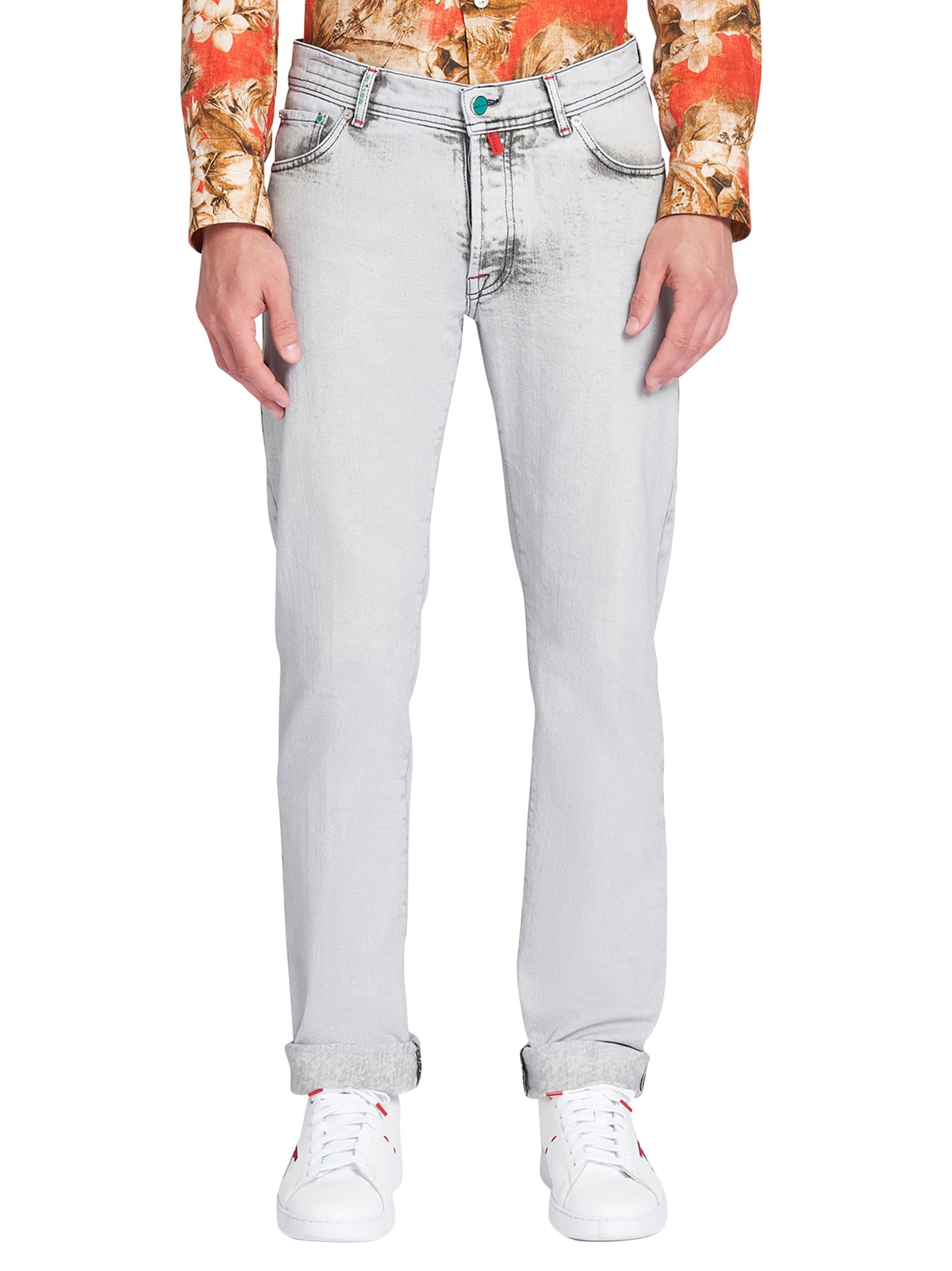 Shop Kiton Trousers Cotton In Ice