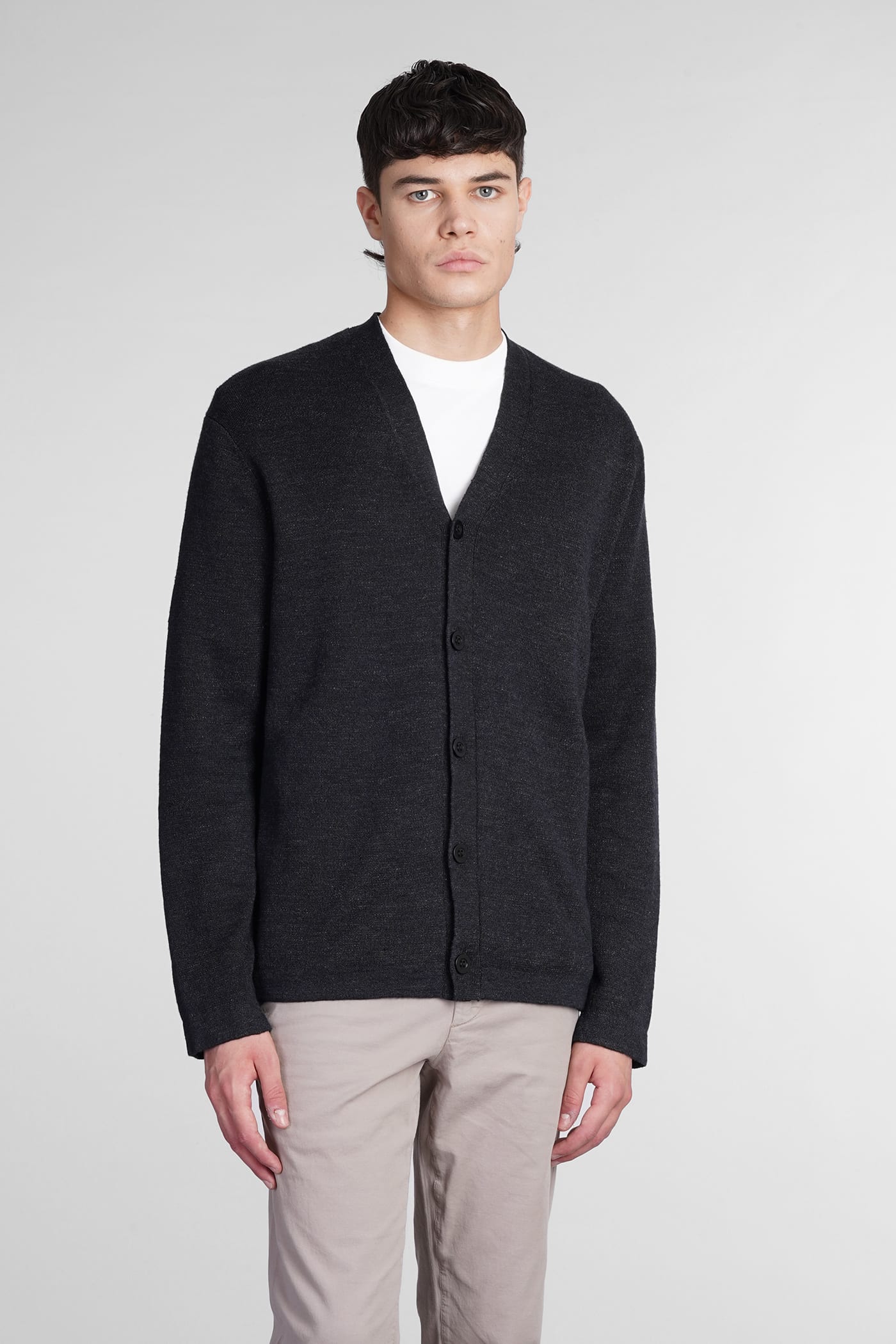 Theory Cardigan In Black Linen