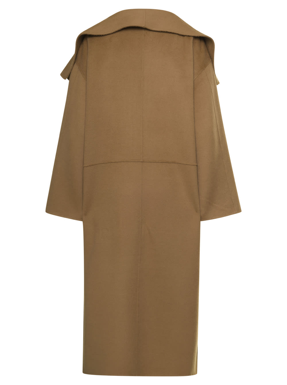 Shop Totême Camel Brown Oversize Coat With Shawl Lapels In Wool And Cashmere Woman Toteme