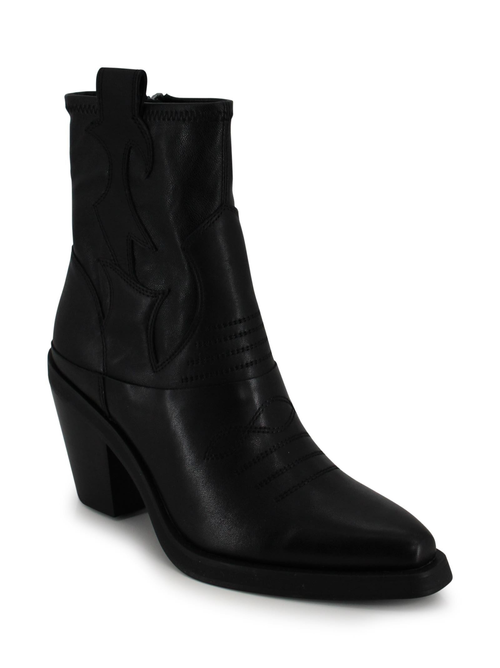 Ash Short Black Cowboy Boot In Black