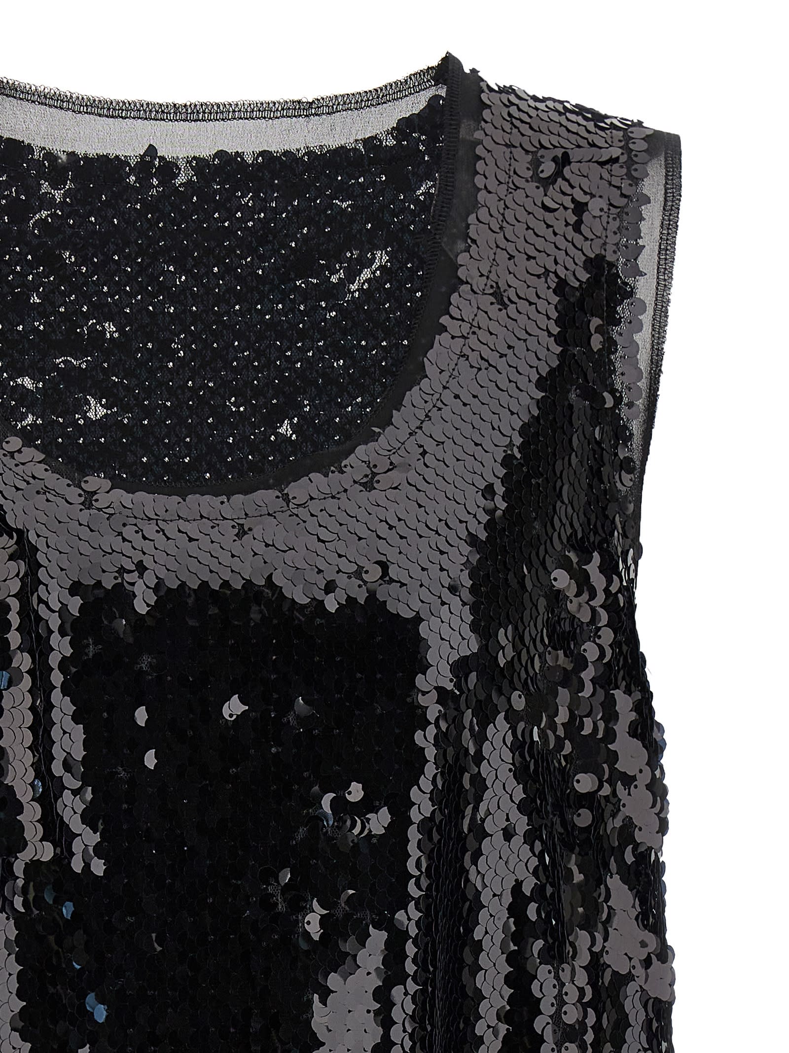 Comme Des Garçons Sequin-embelished Tank Top In Black