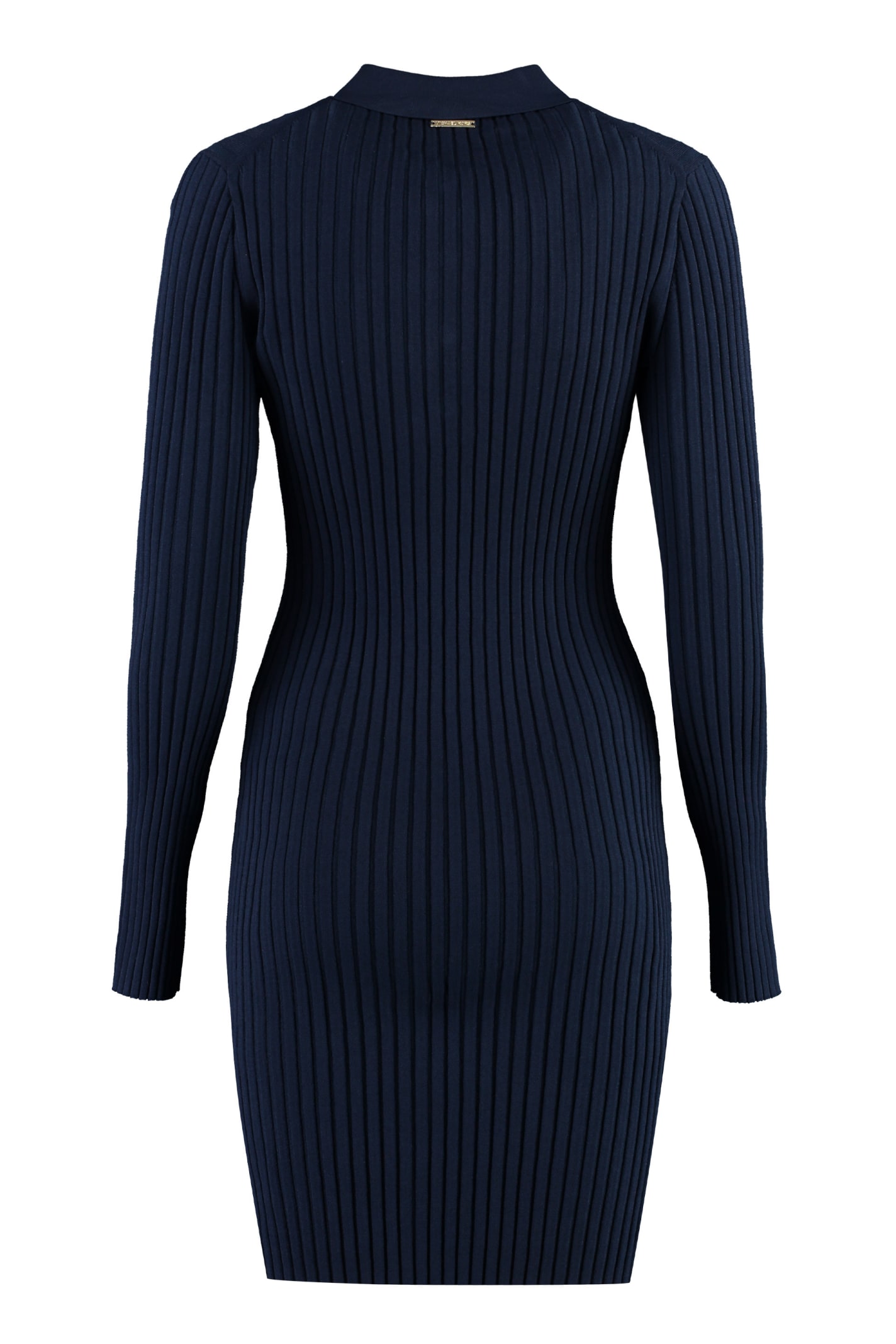 Shop Michael Michael Kors Ribbed Knit Dress In Blue