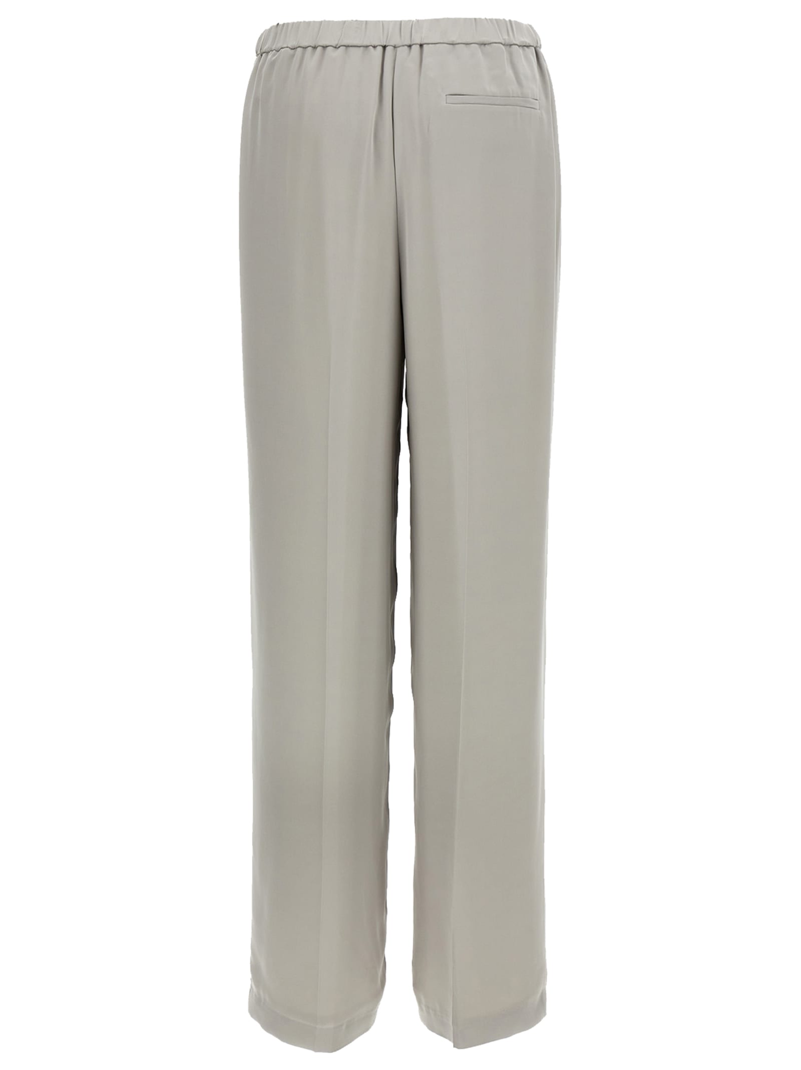Theory Metallic Pants With Rear Elastic Waist And Wide Leg In Silk Woman In Gray