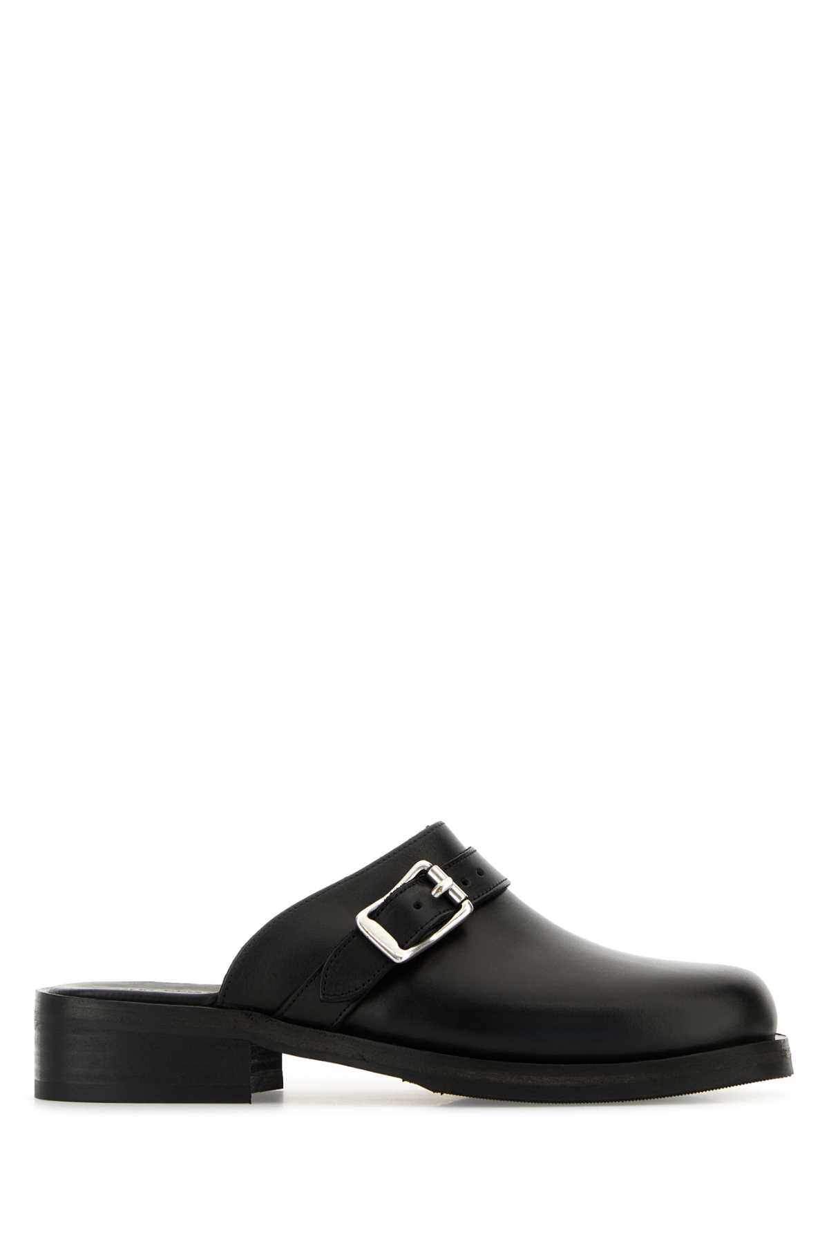 Black Leather Slippers