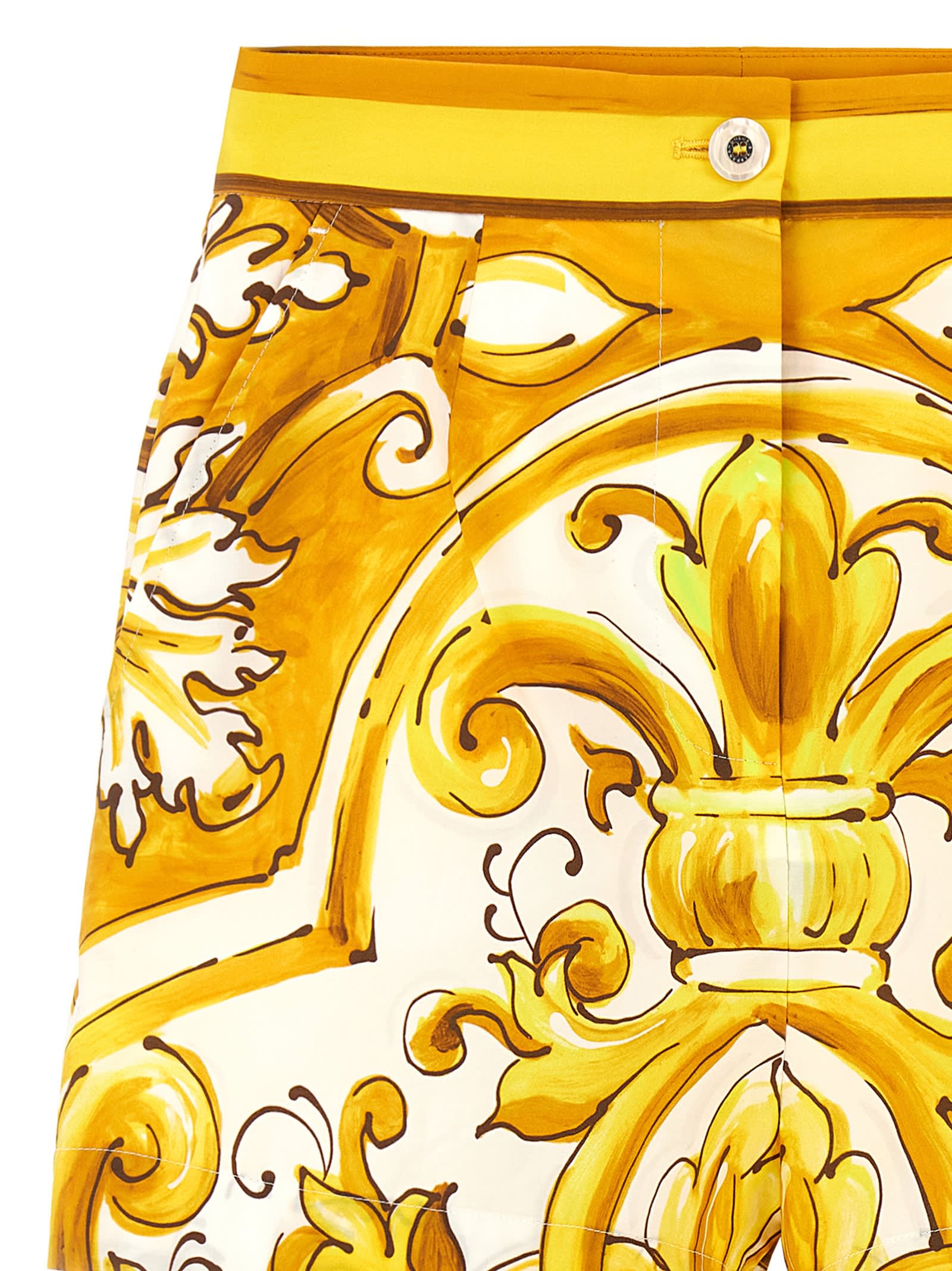 Shop Dolce & Gabbana Maiolica Shorts In Yellow