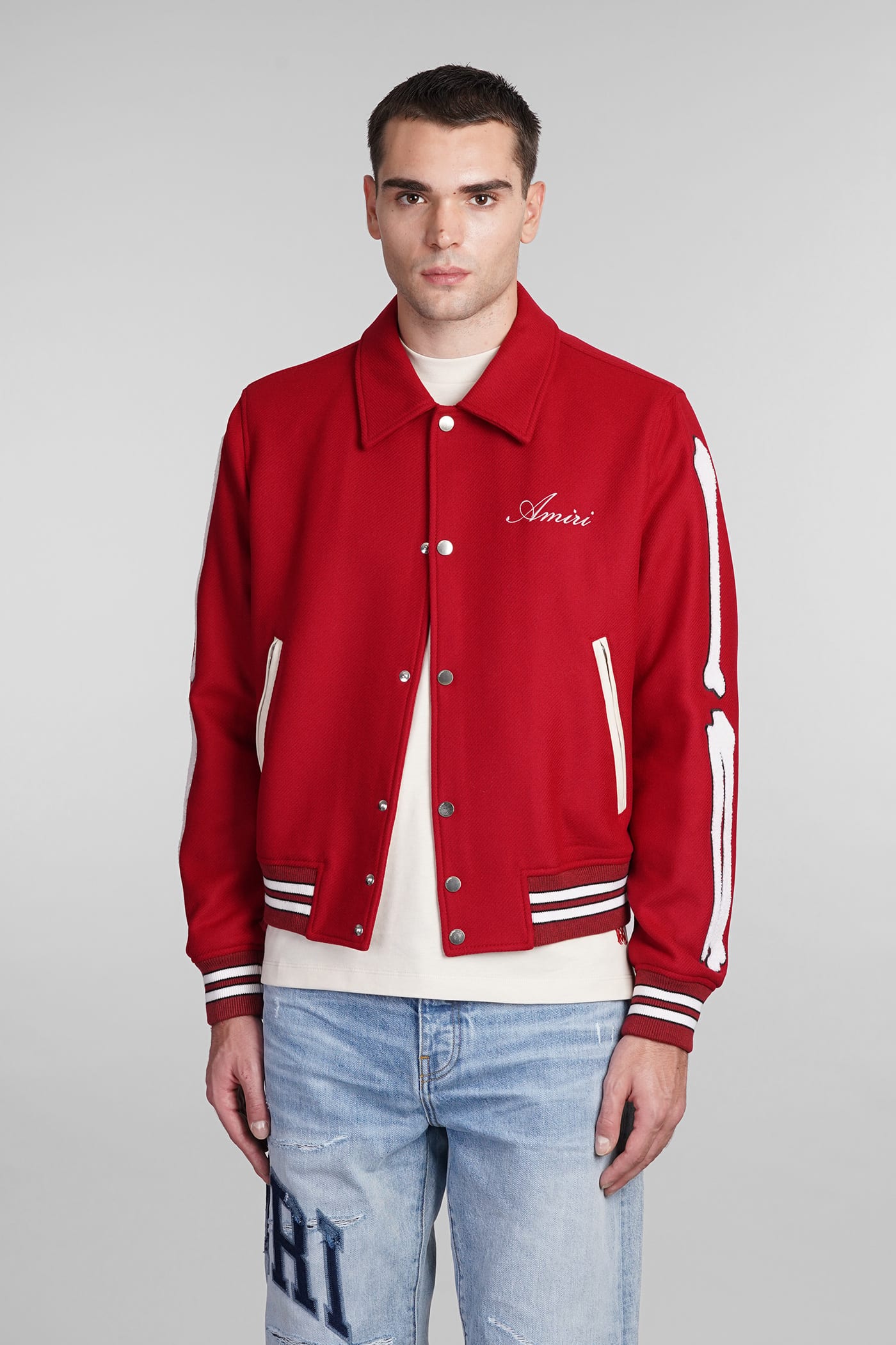 Bomber In Red Wool