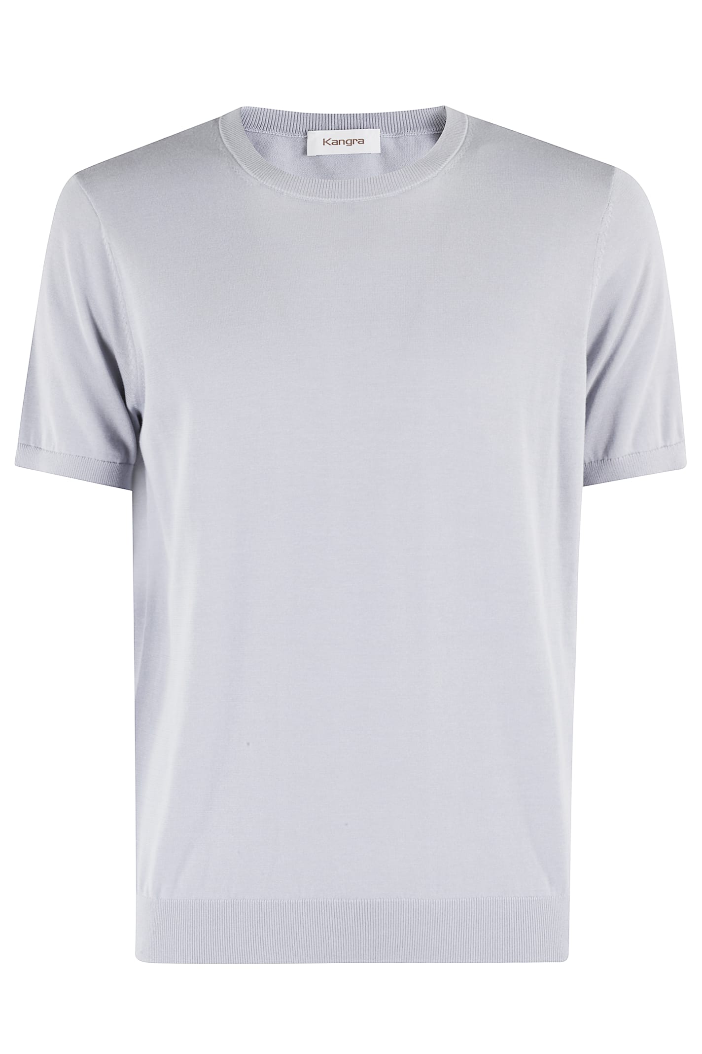 Kangra Cashmere Kangra Short-sleeved Knit Top With Ribbed Detailing In Polvere