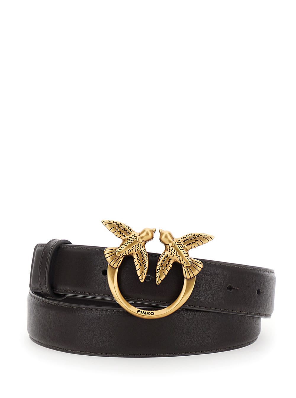 love Birds Brown Belt With Logo Buckle In Leather Woman