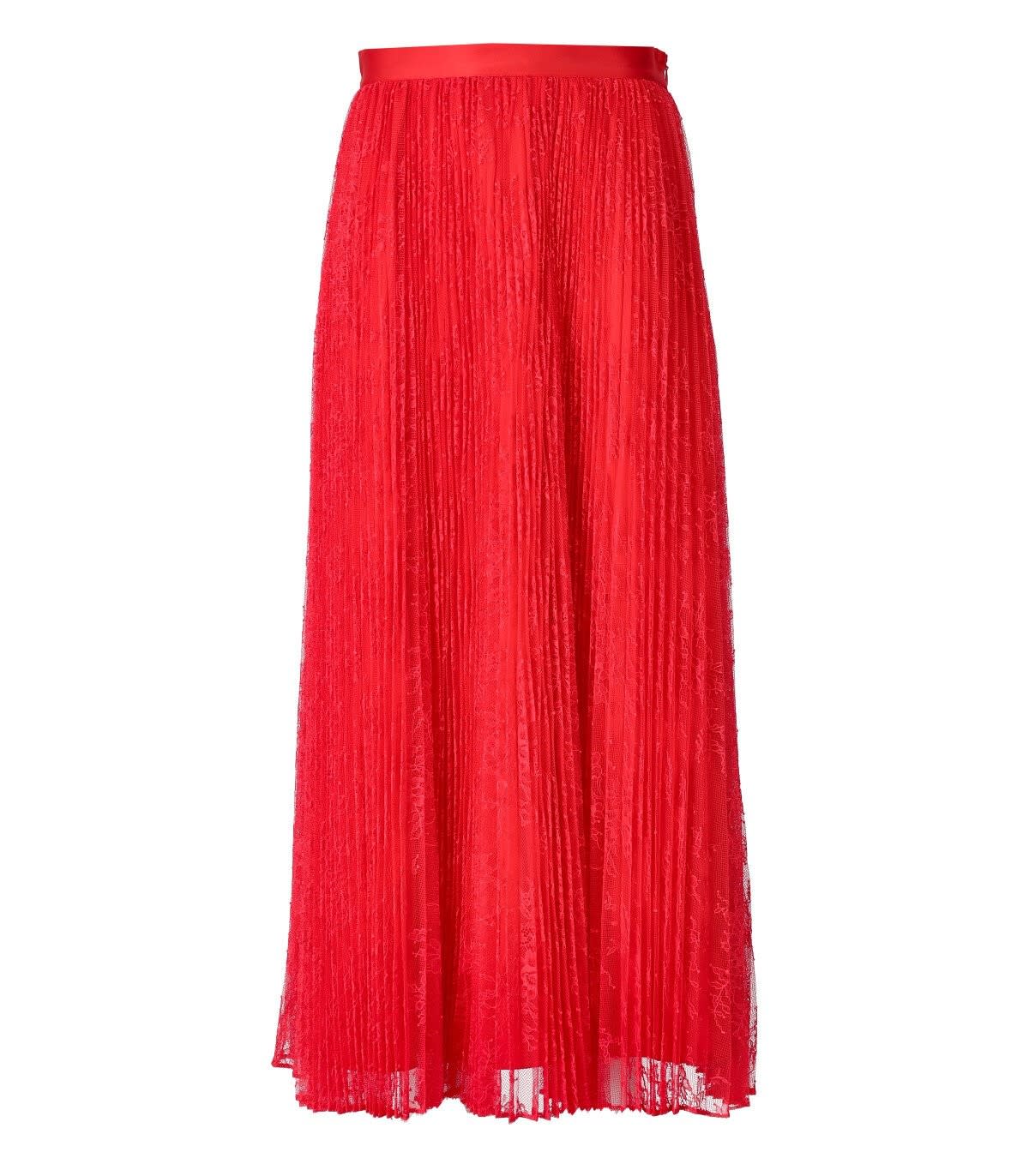 Twinset Twin-set Maxi Skirt In Vivid Red Viscose In Rosa