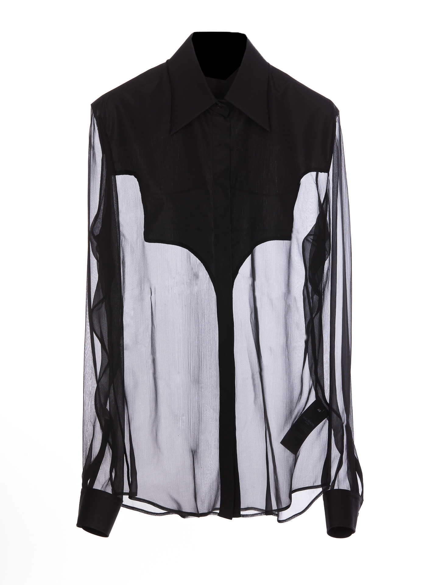 Shop Balmain Western Silk Shirt In Black