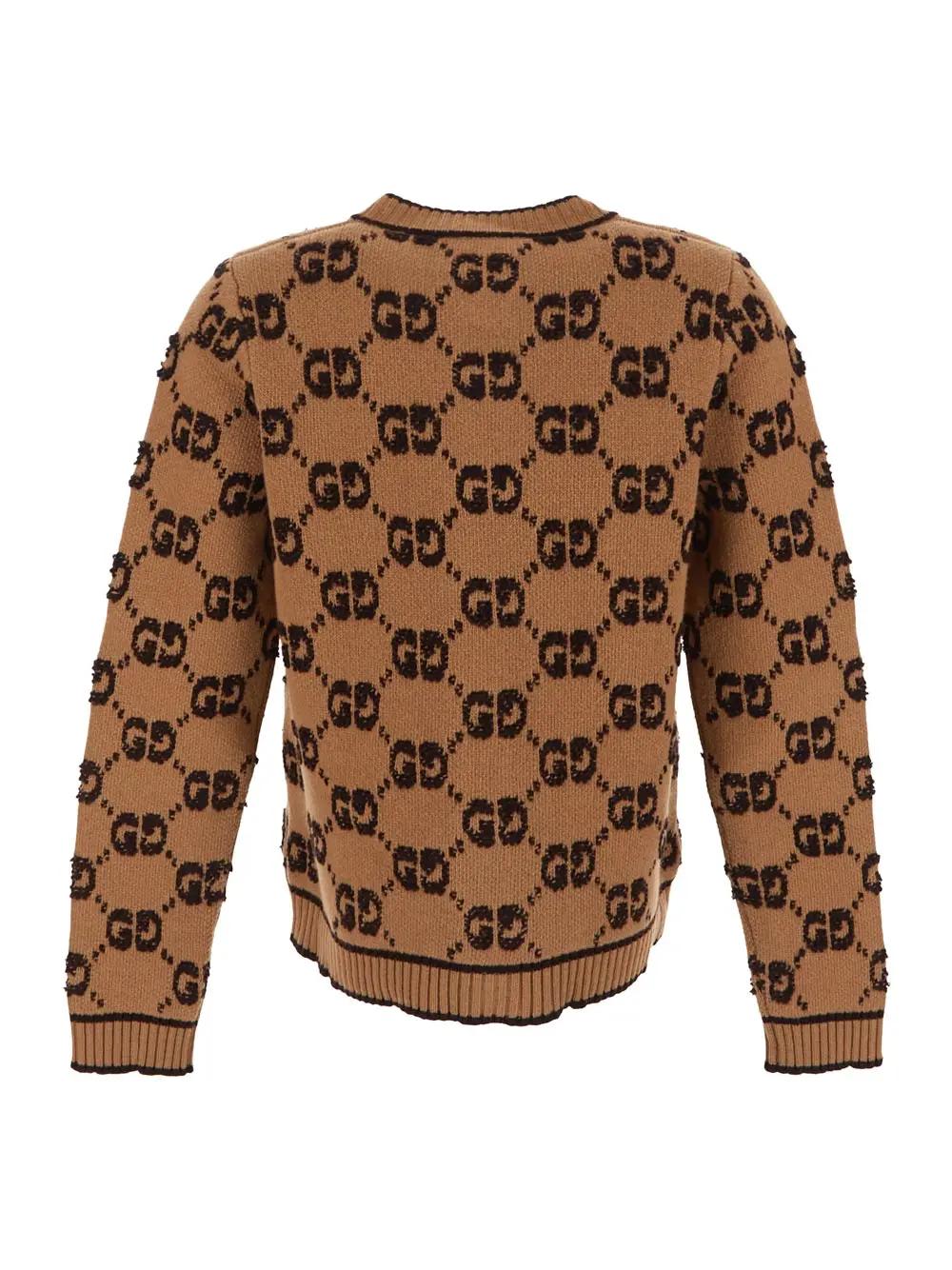 Gucci Gg Jacquard Buttoned Cardigan In Brown