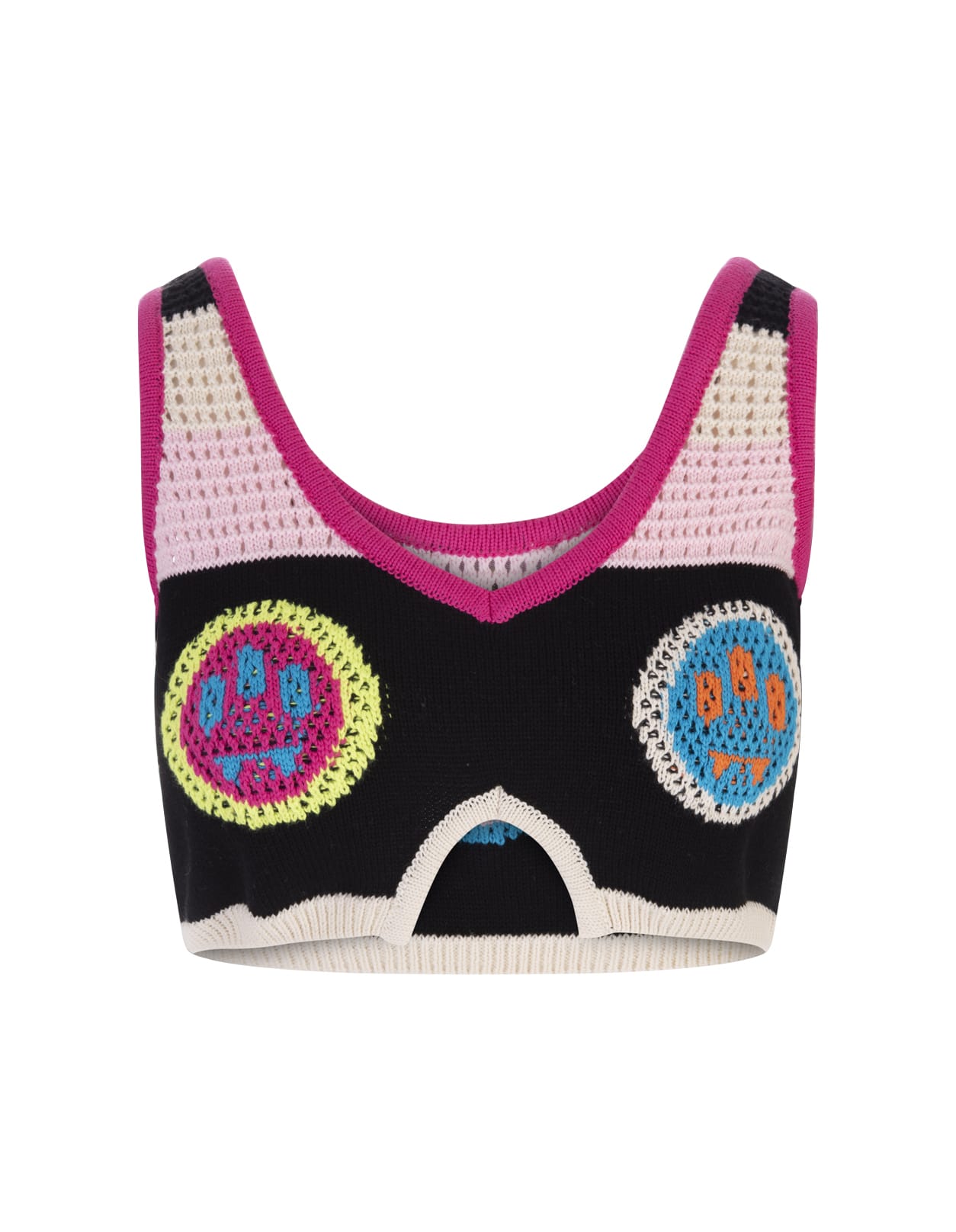 Barrow Multicoloured Crop Top With Logos In Multicolore