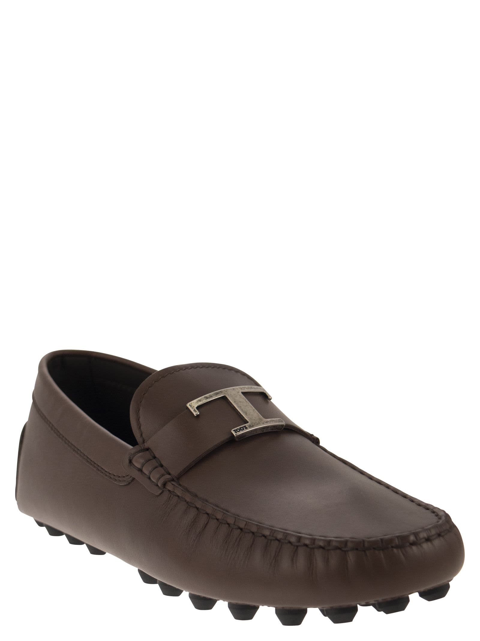 Shop Tod's Moccasin With Macro Rubbers In Brown