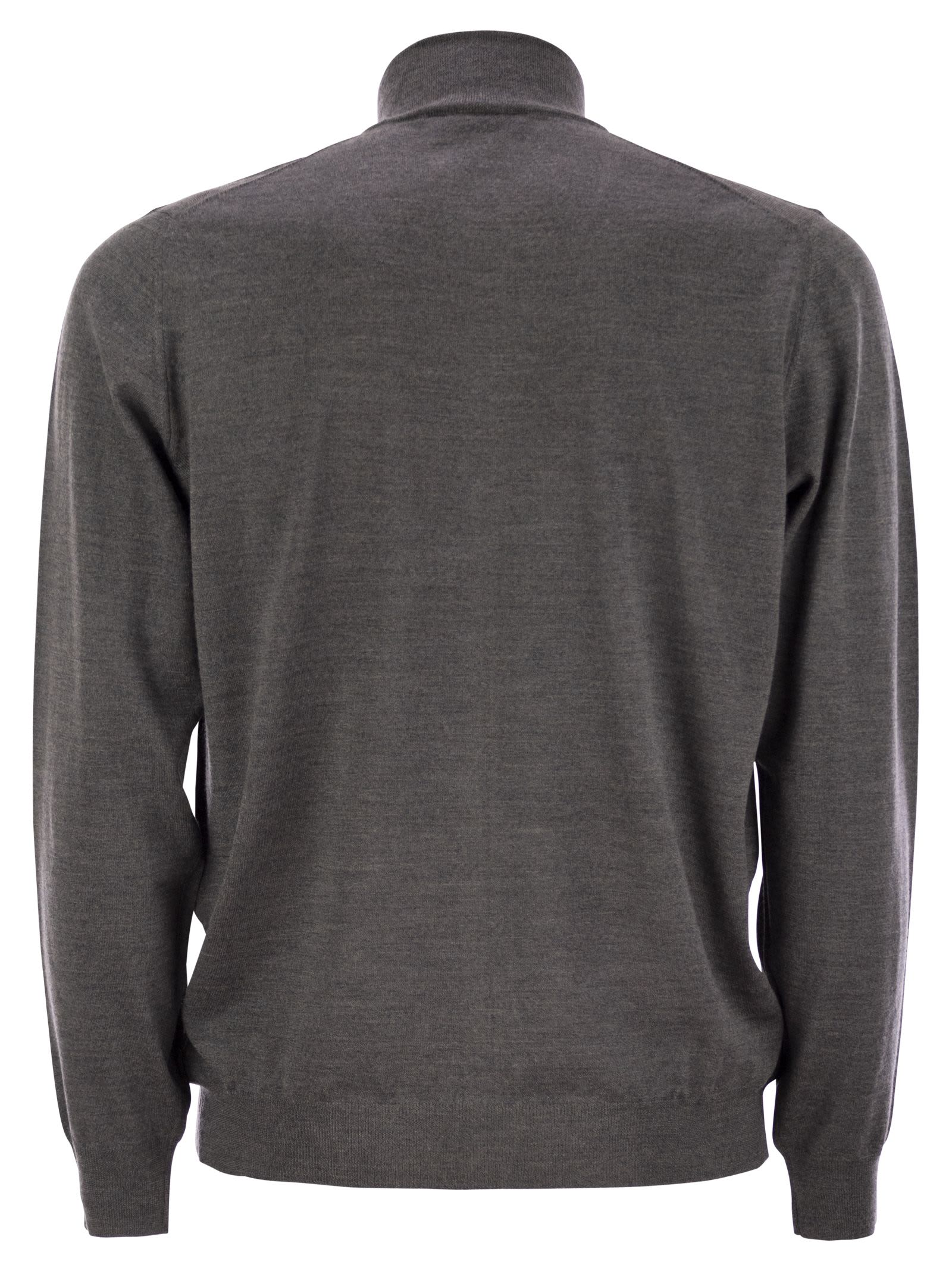 Fedeli Favonio - Virgin Wool Sweater With Full Zipper In Grey