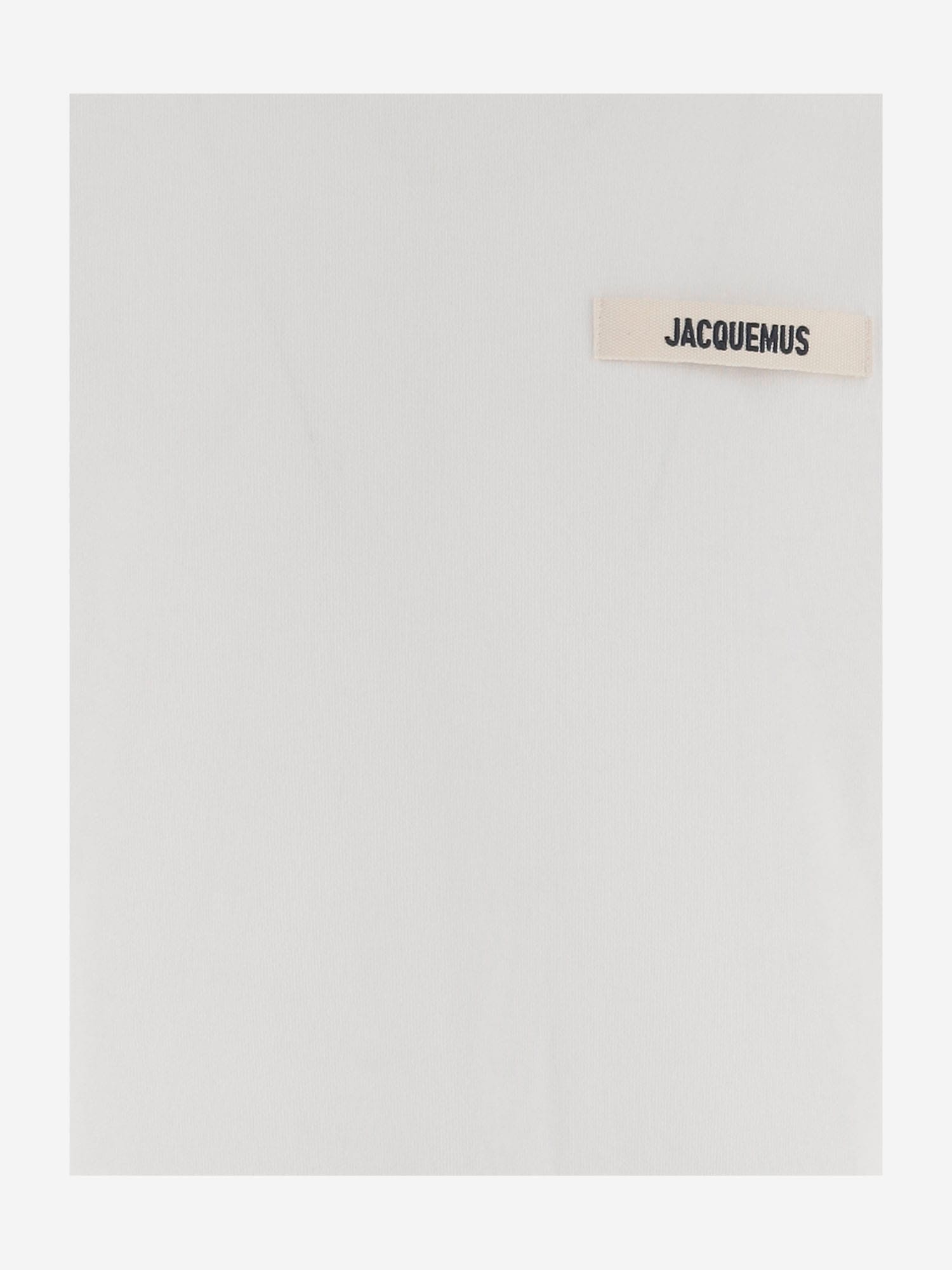 Jacquemus 'le T-shirt Gros Grain' White T-shirt With Logo Patch On The Front