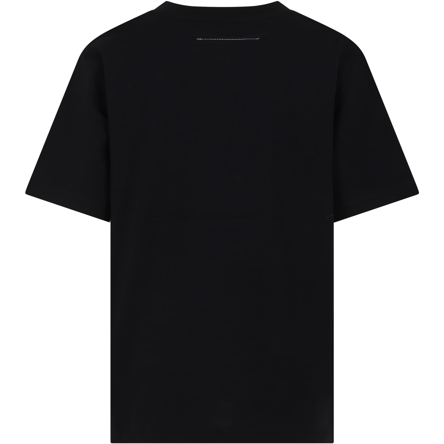 Shop Mm6 Maison Margiela Black T-shirt For Kids With Number 6