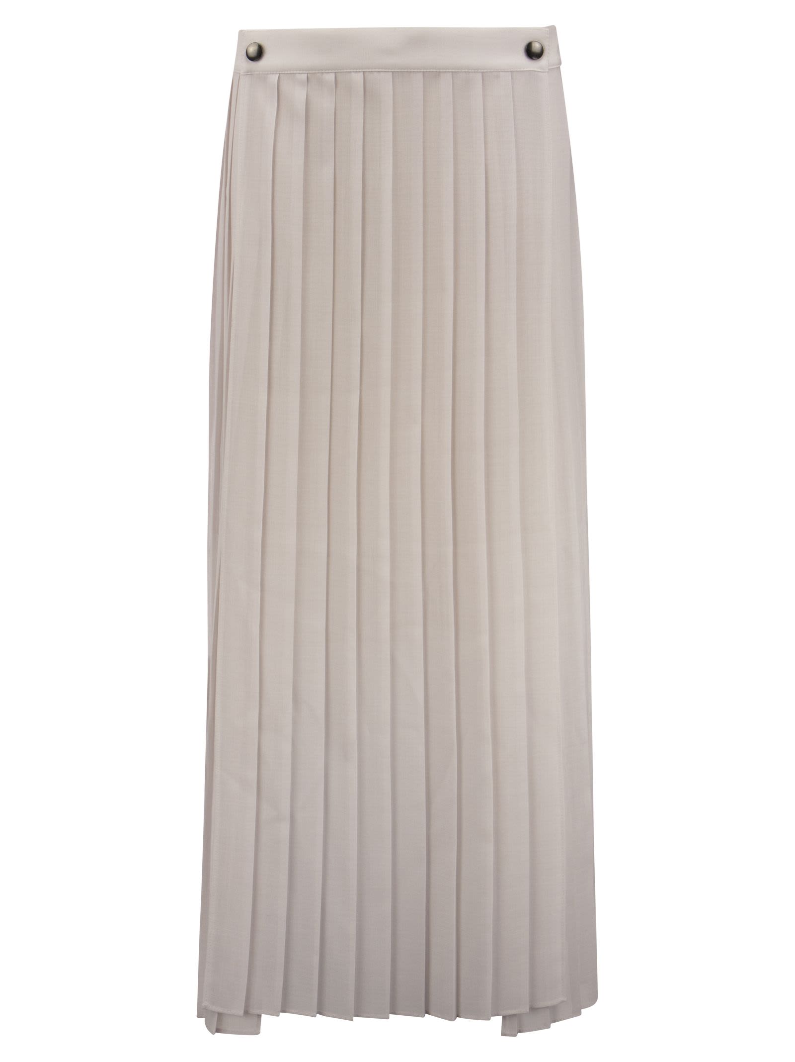 Brunello Cucinelli Techno Virgin Wool Pleated Gauze panel Skirt