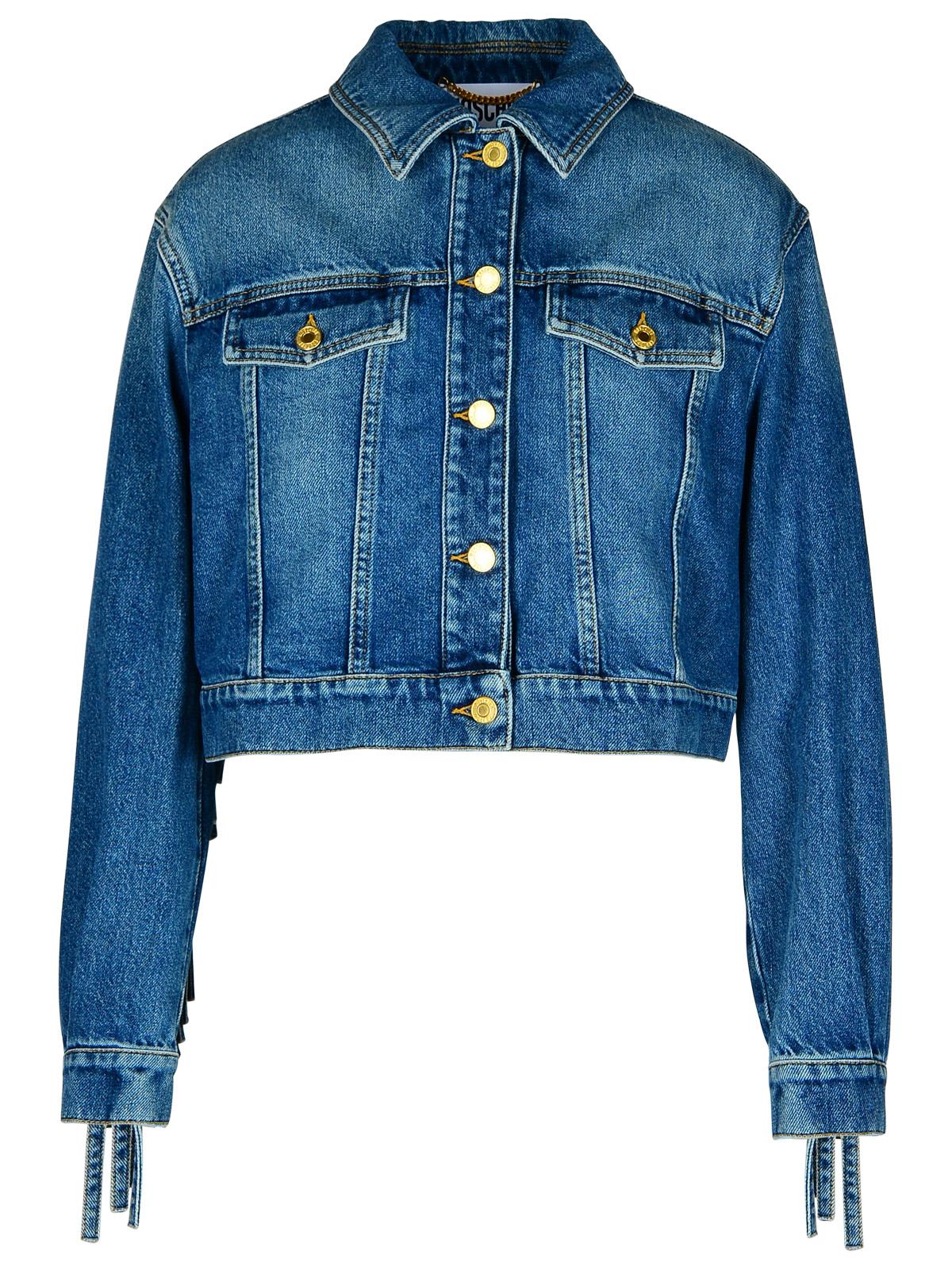 Shop Moschino Blue Cotton Jeans Jacket