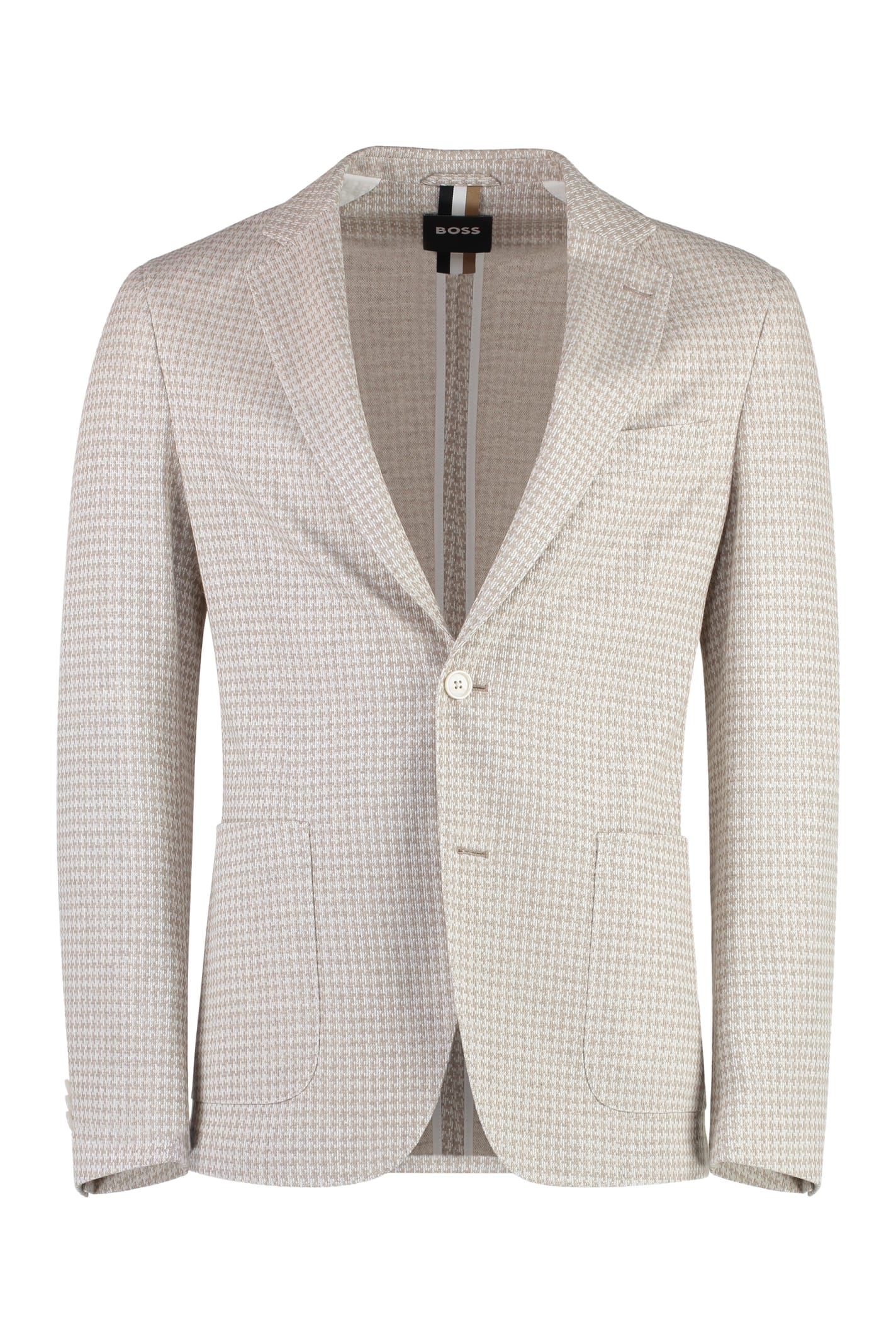 Shop Hugo Boss Single-breasted Two-button Jacket In Beige