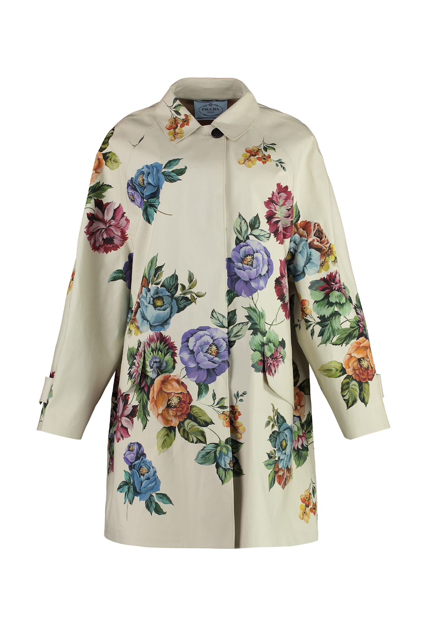 Shop Prada Hidden Button Coat In Multicolor