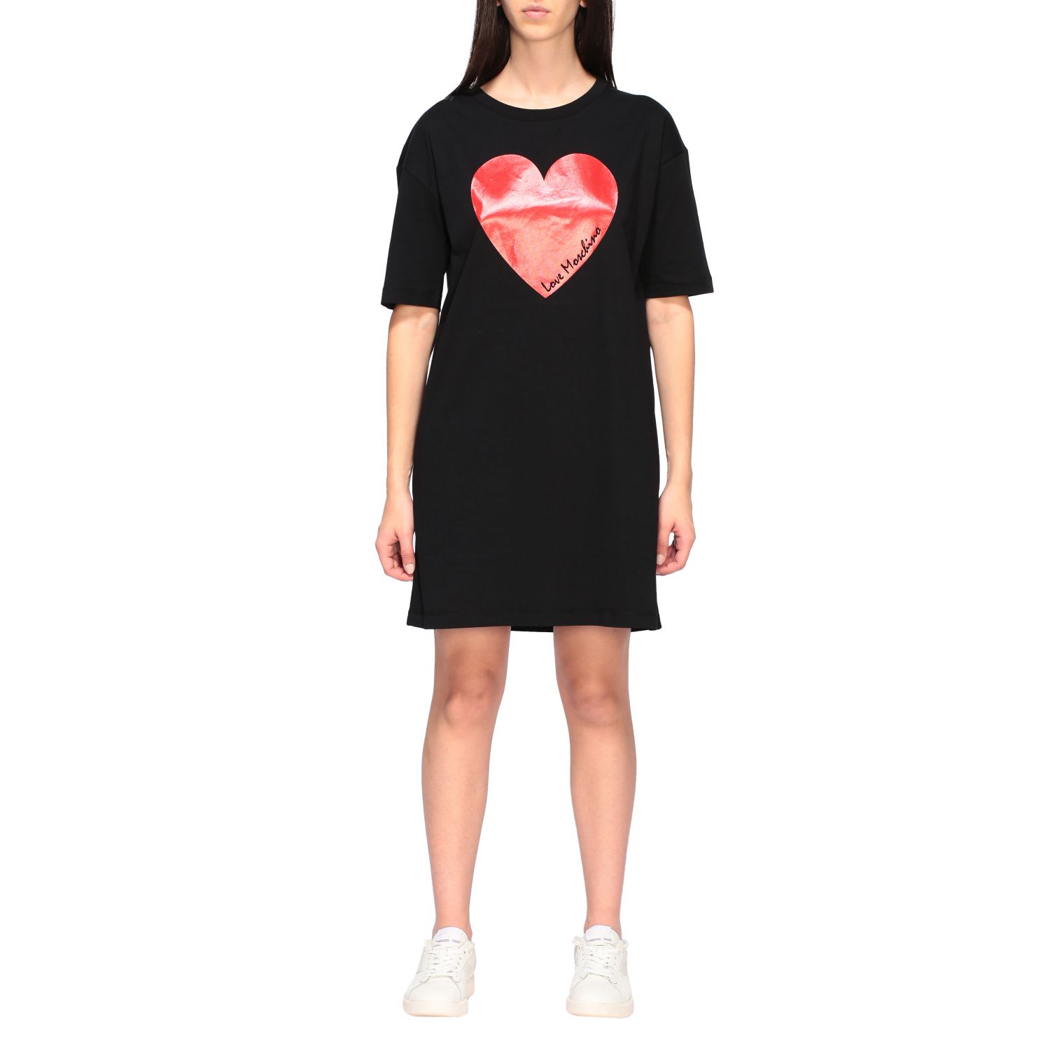 LOVE MOSCHINO T-SHIRT DRESS WITH MAXI HEART,11235684