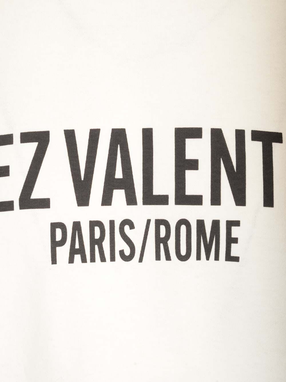 Valentino Cotton Crew Neck T-shirt With Graphic Print In Ivory