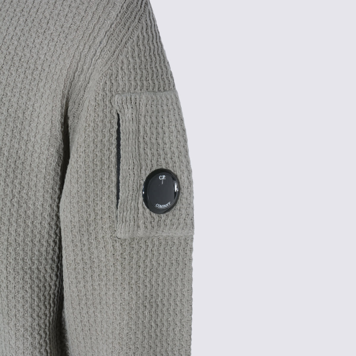 C.p. Company Hooded Long Sleeve Knitwear With Arm Pocket In Brown