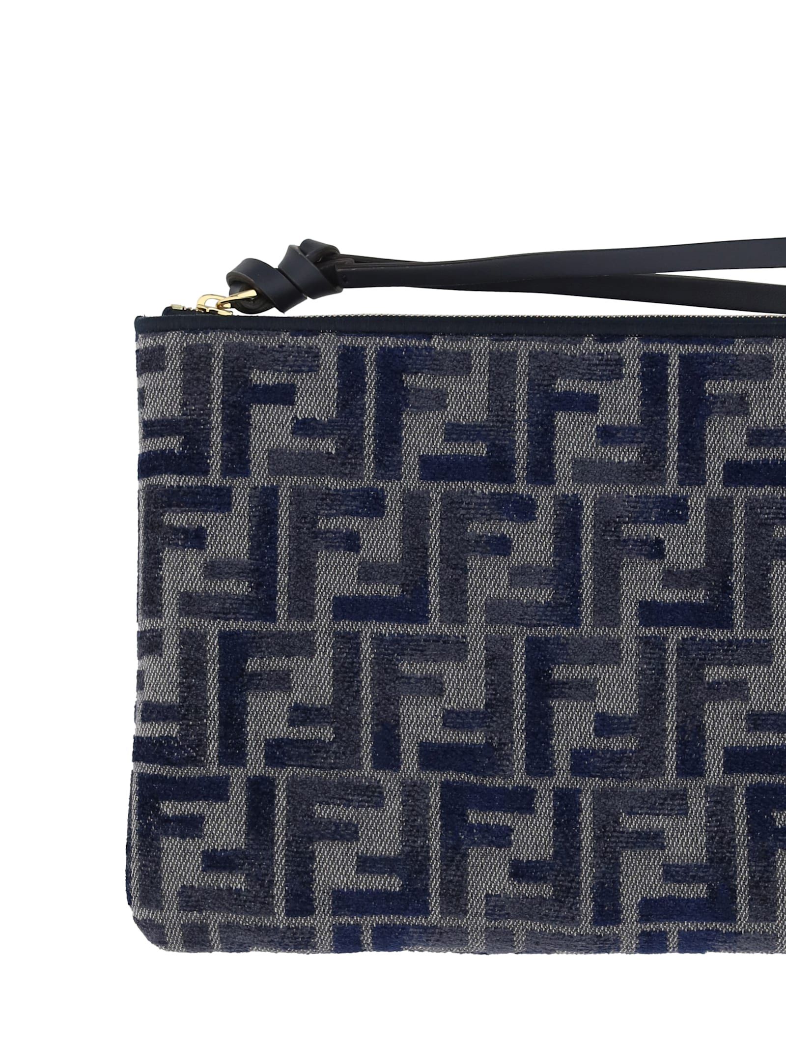 Shop Fendi Peekaboo Clutch Bag In Bl+grigio+bl Nott+os