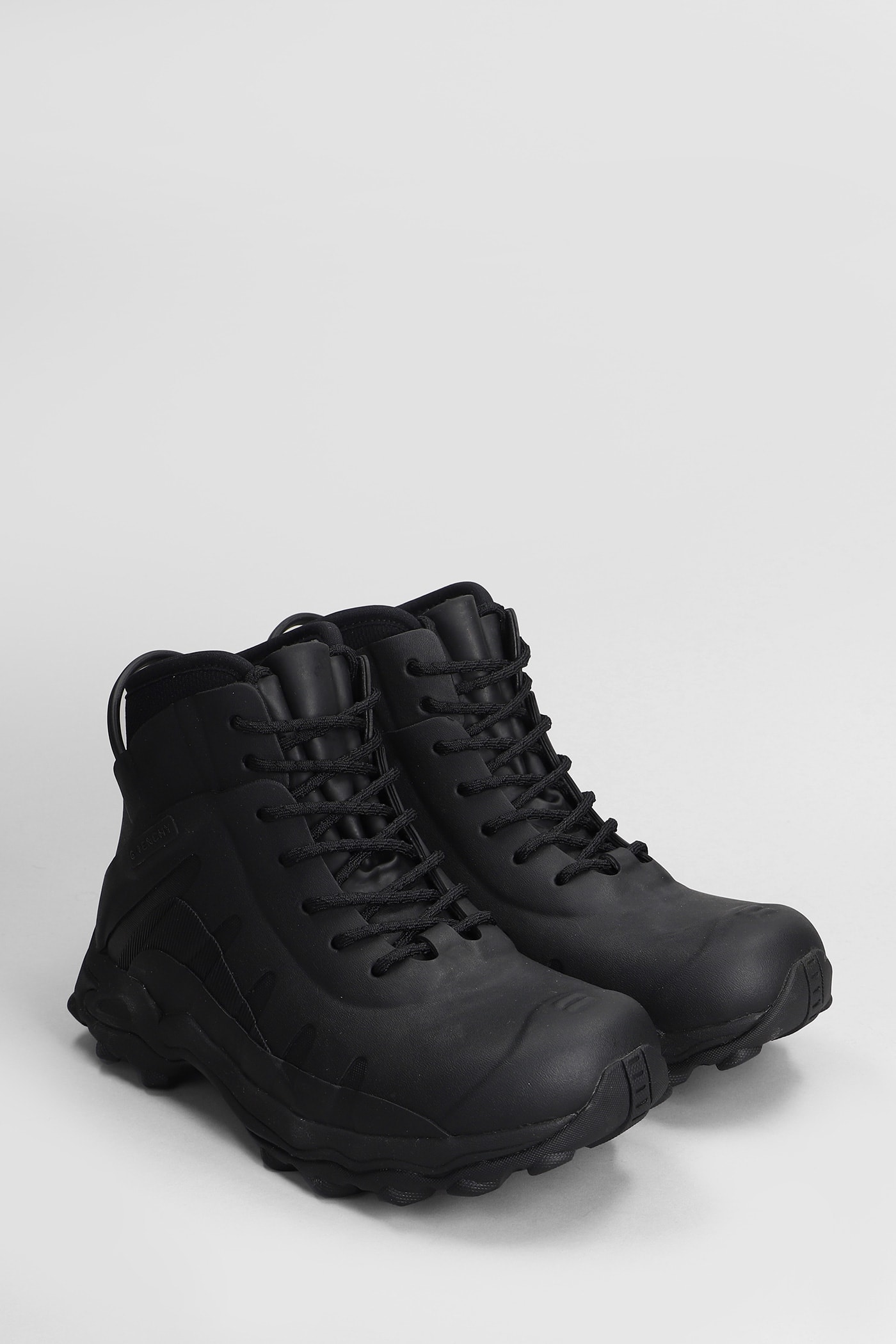 Shop Givenchy Bogs High Combat Boots In Black Rubber/plasic