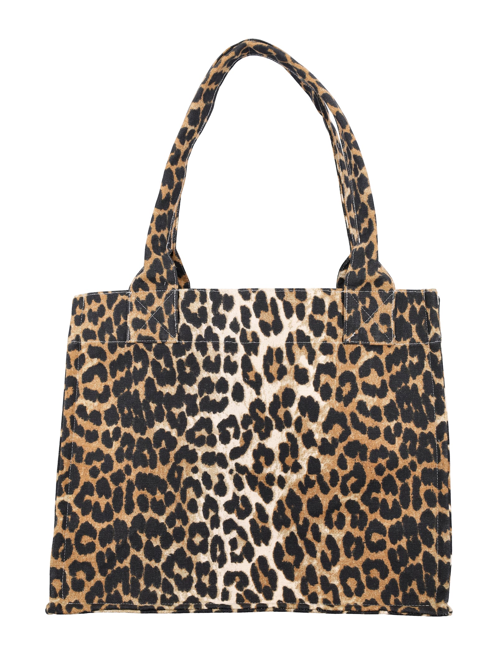 GANNI LEOPARD-PRINT CANVAS TOTE BAG