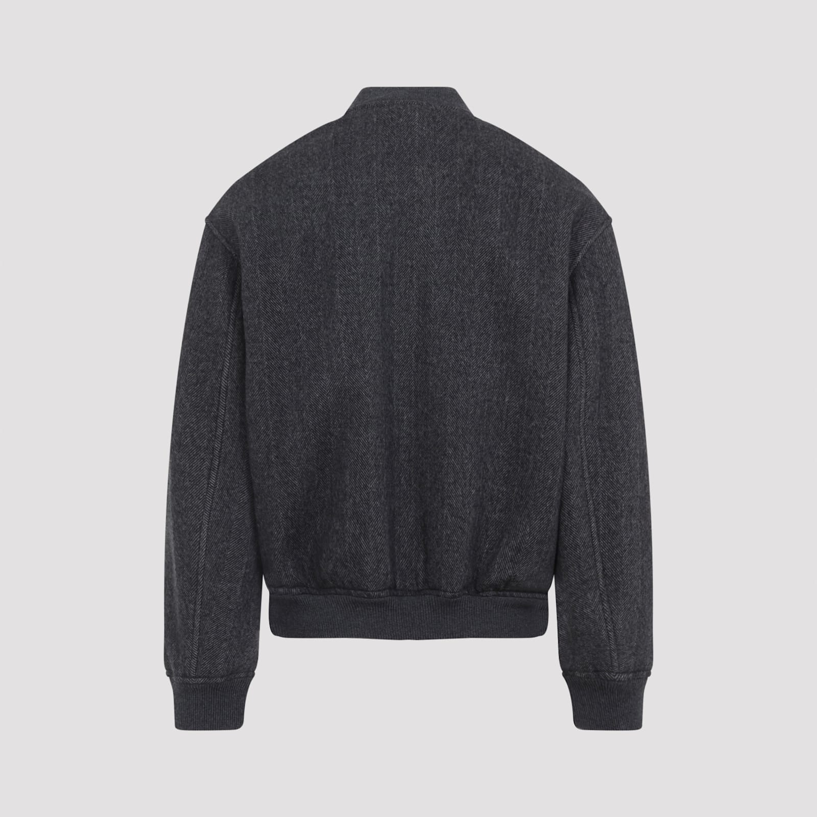 Giorgio Armani Ribbed Herringbone Jacket Pockets In Gray