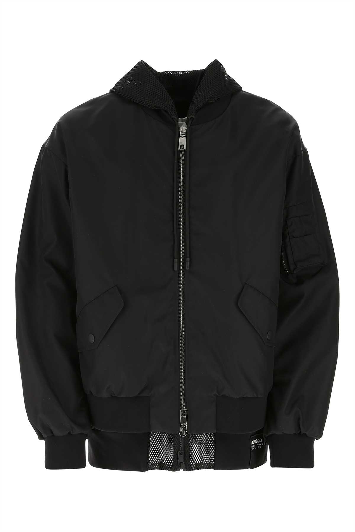 Black Nylon Bomber Jacket