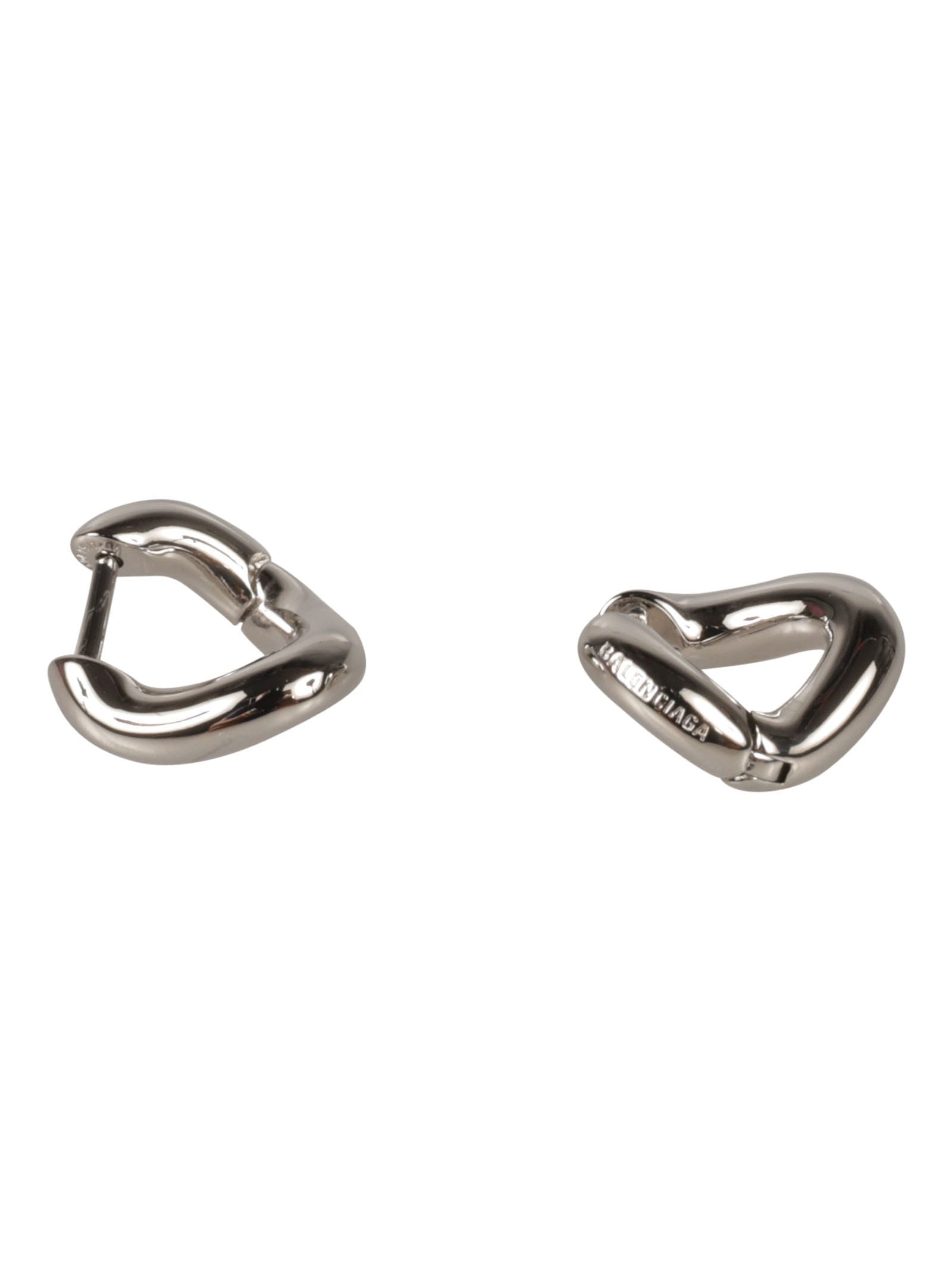 Shop Balenciaga Asymmetric Loop Earrings In Shiny Silver