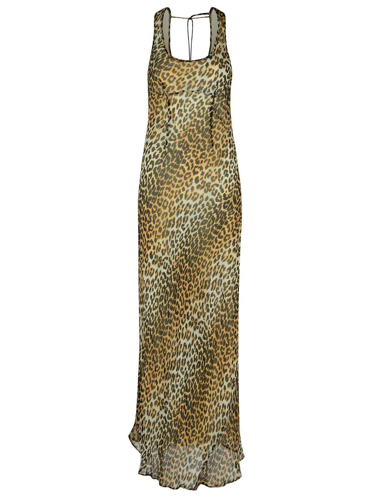 Leopard Print Viscose Long Dress