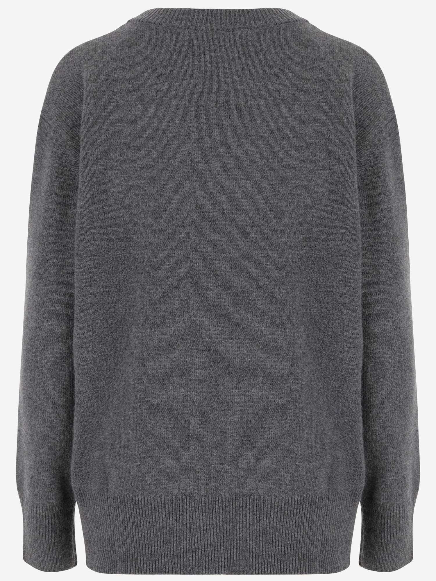 Blumarine Wool Blend Sweater With Rhinestones In Gray