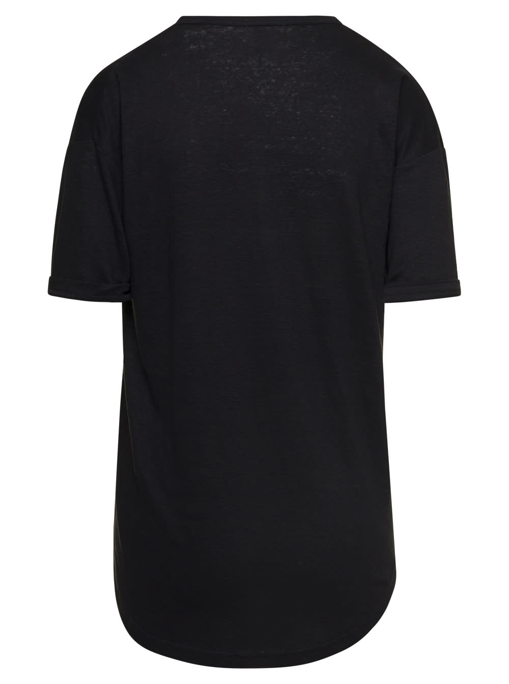 Shop Marant Etoile Koldi Black Crewneck T-shirt With Contrasting Logo In Linen Woman Isabel