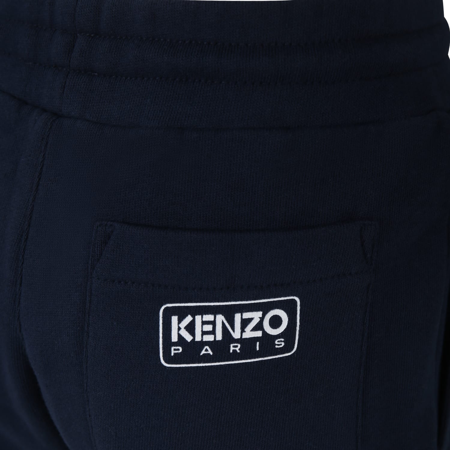 Shop Kenzo Blue Trousers For Boy With Logo In Navy