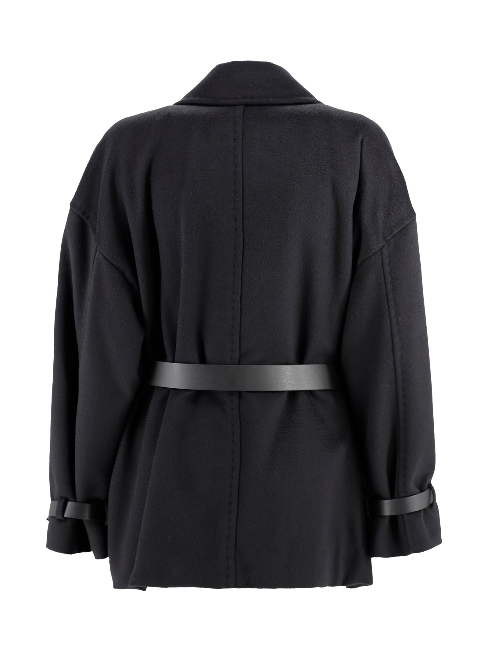 Max Mara Studio Pausa Double-breasted Virgin Wool Coat In Black