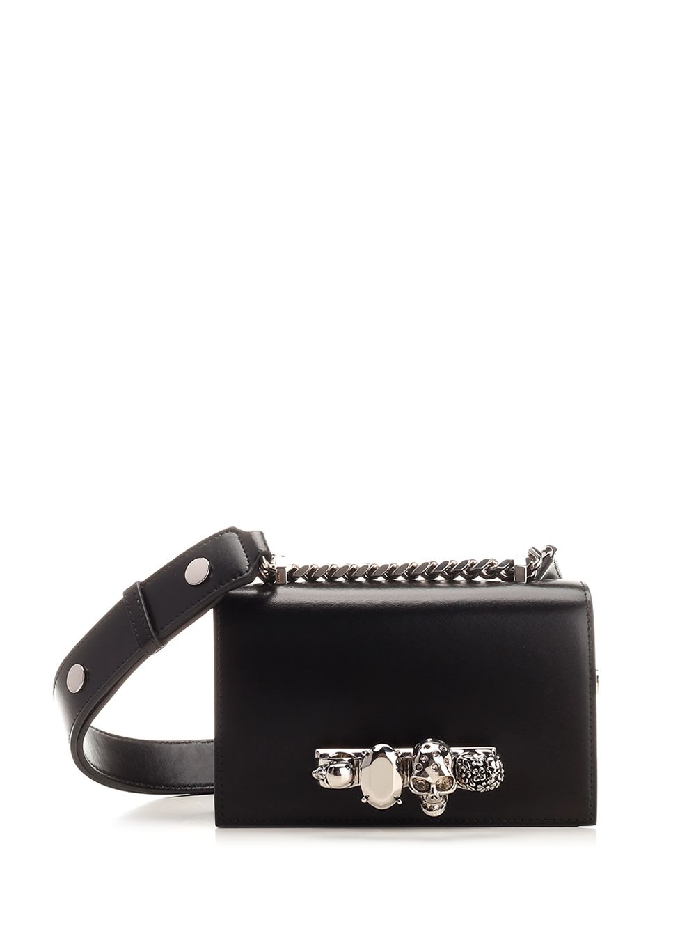 Shop Alexander Mcqueen Jewelled Satchel Mini Bag In Black