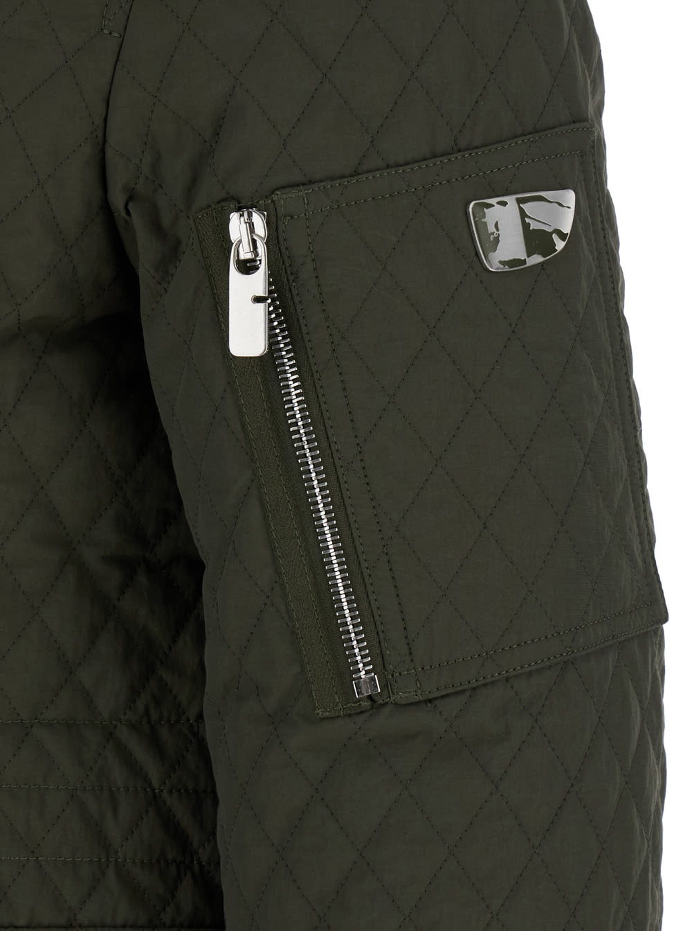 Shop Burberry Green Quilted Jacket With Ekd Logo Detail In Cotton Blend Woman