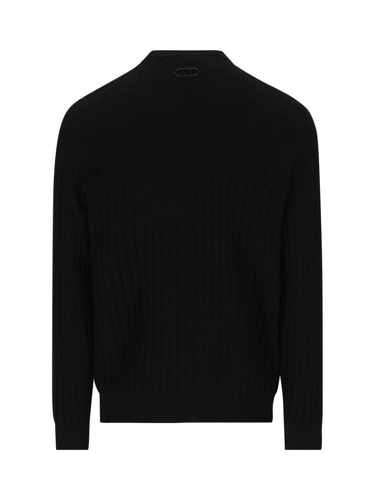 Shop Fendi Cut-out Knitted Jumper In Black