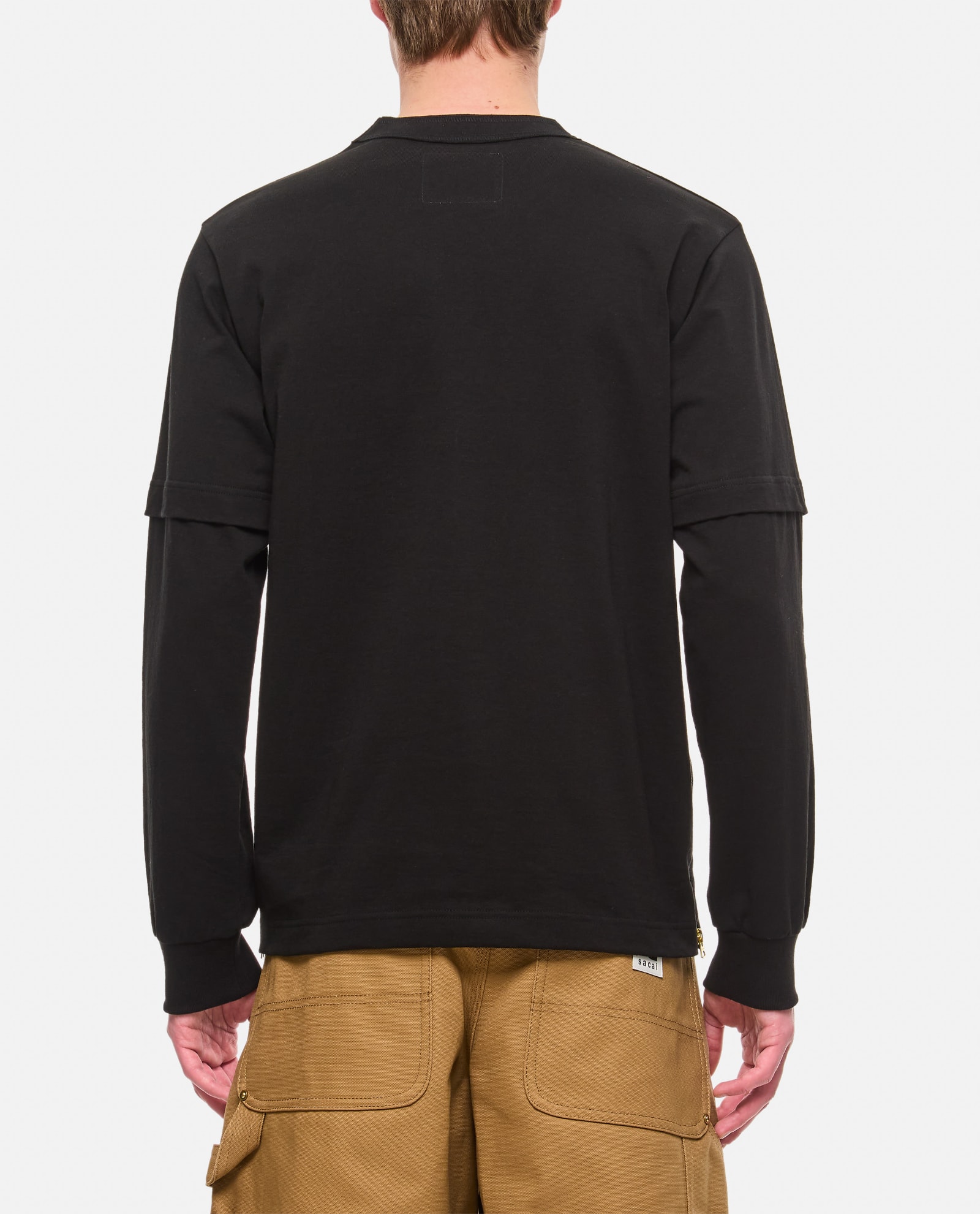 Shop Sacai X Carhartt Wip L/s Cotton T-shirt In Black