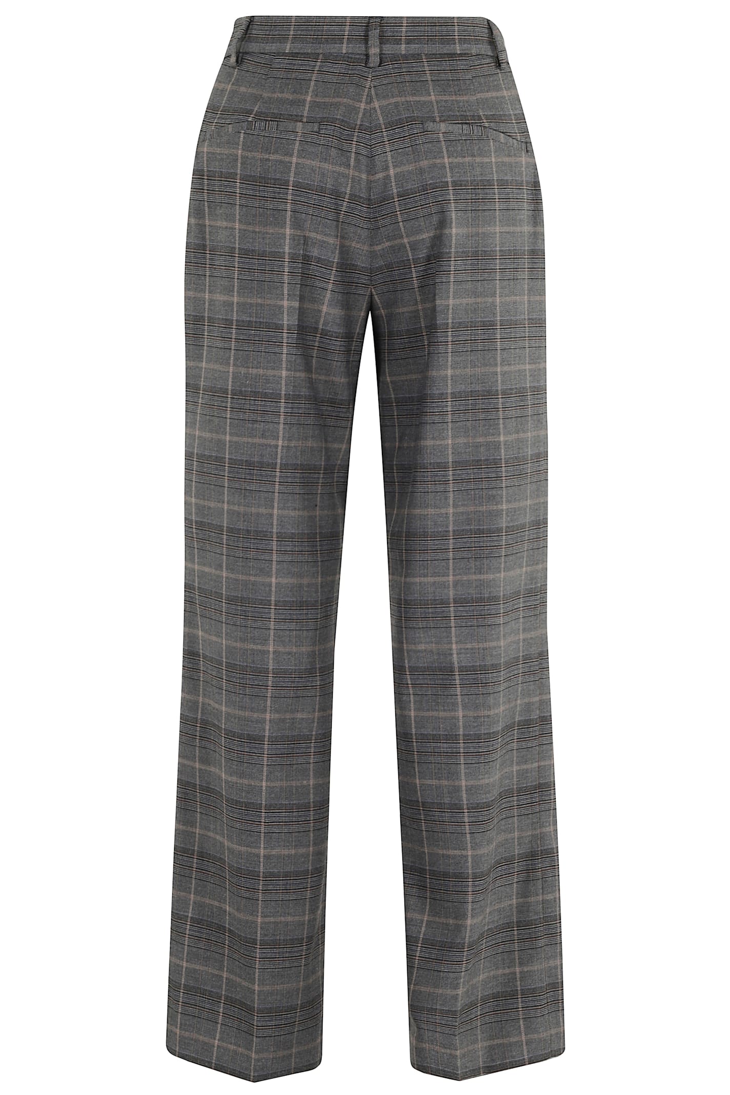 Seventy High-waisted Straight Leg Pants With Prince Of Wales Pattern In Gray